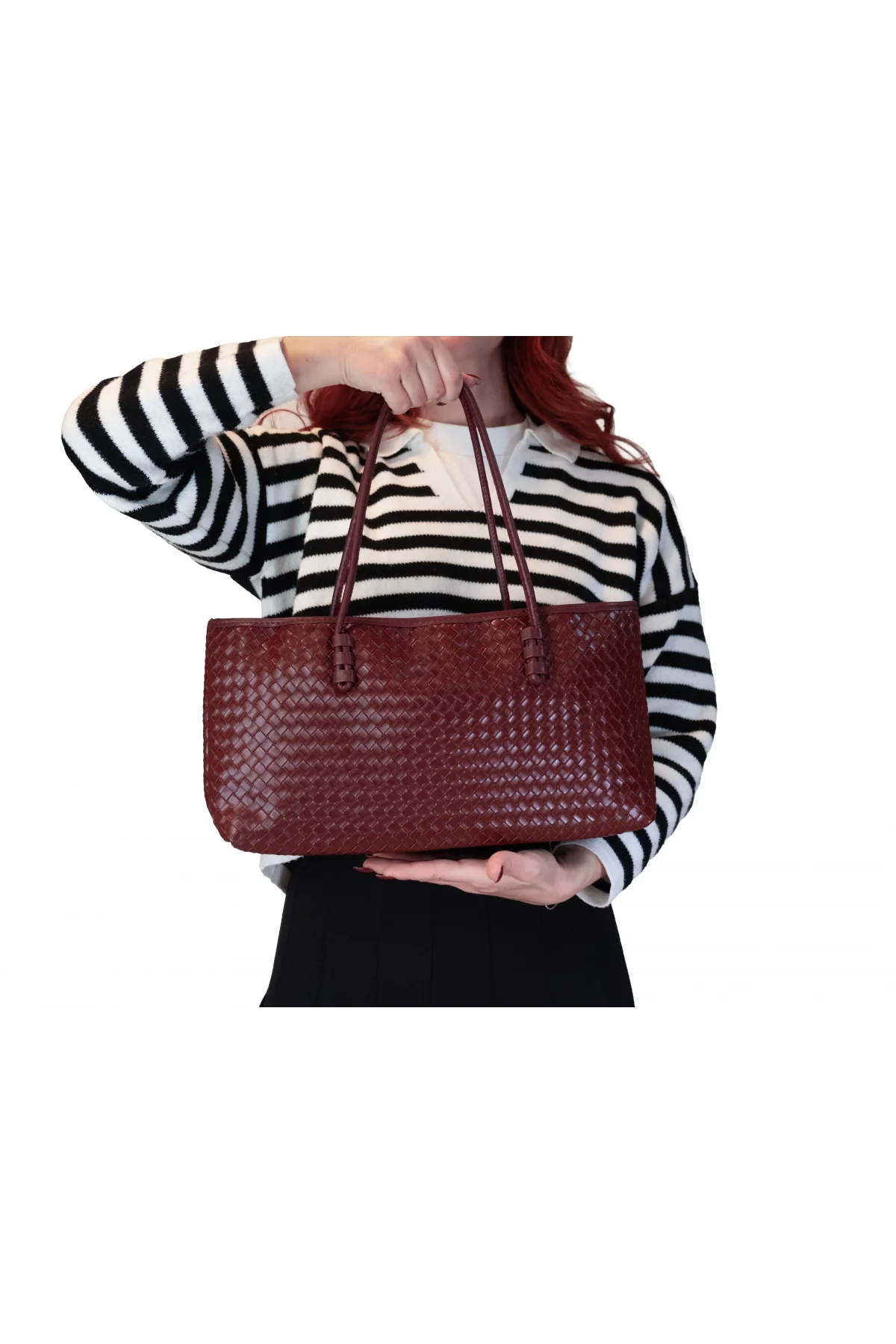 Karolu El Kol Kadın Çantası Kırmızı