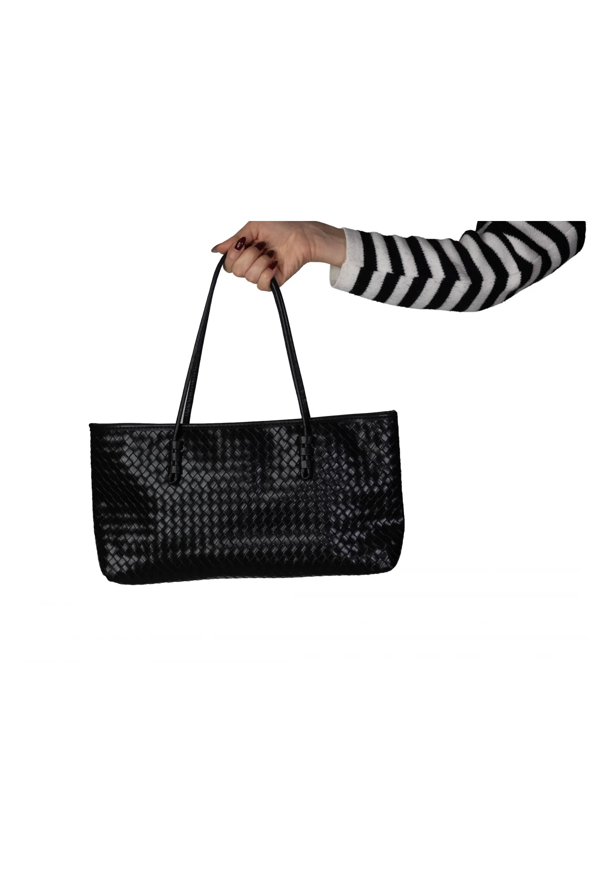 Karolu El Kol Kadın Çantası Siyah