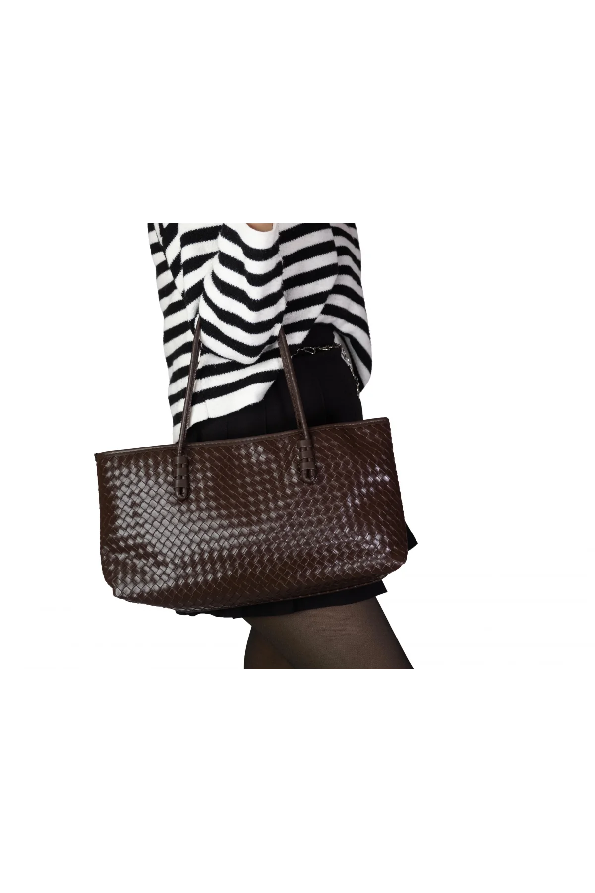 Karolu El Kol Kadın Çantası Kahverengi