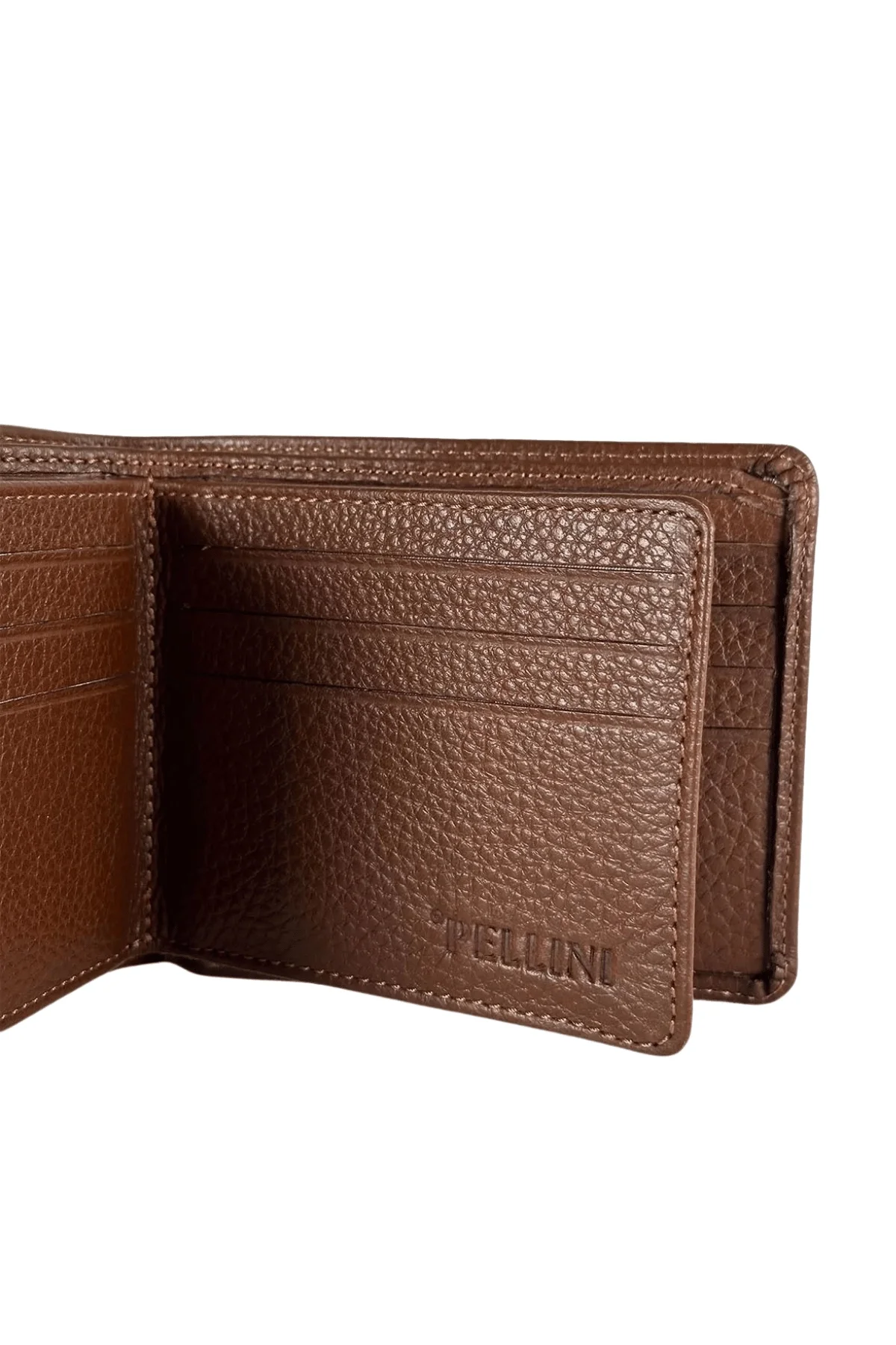 Erkek Hakiki Deri Cüzdan İçi Yapraklı Taba Rengi