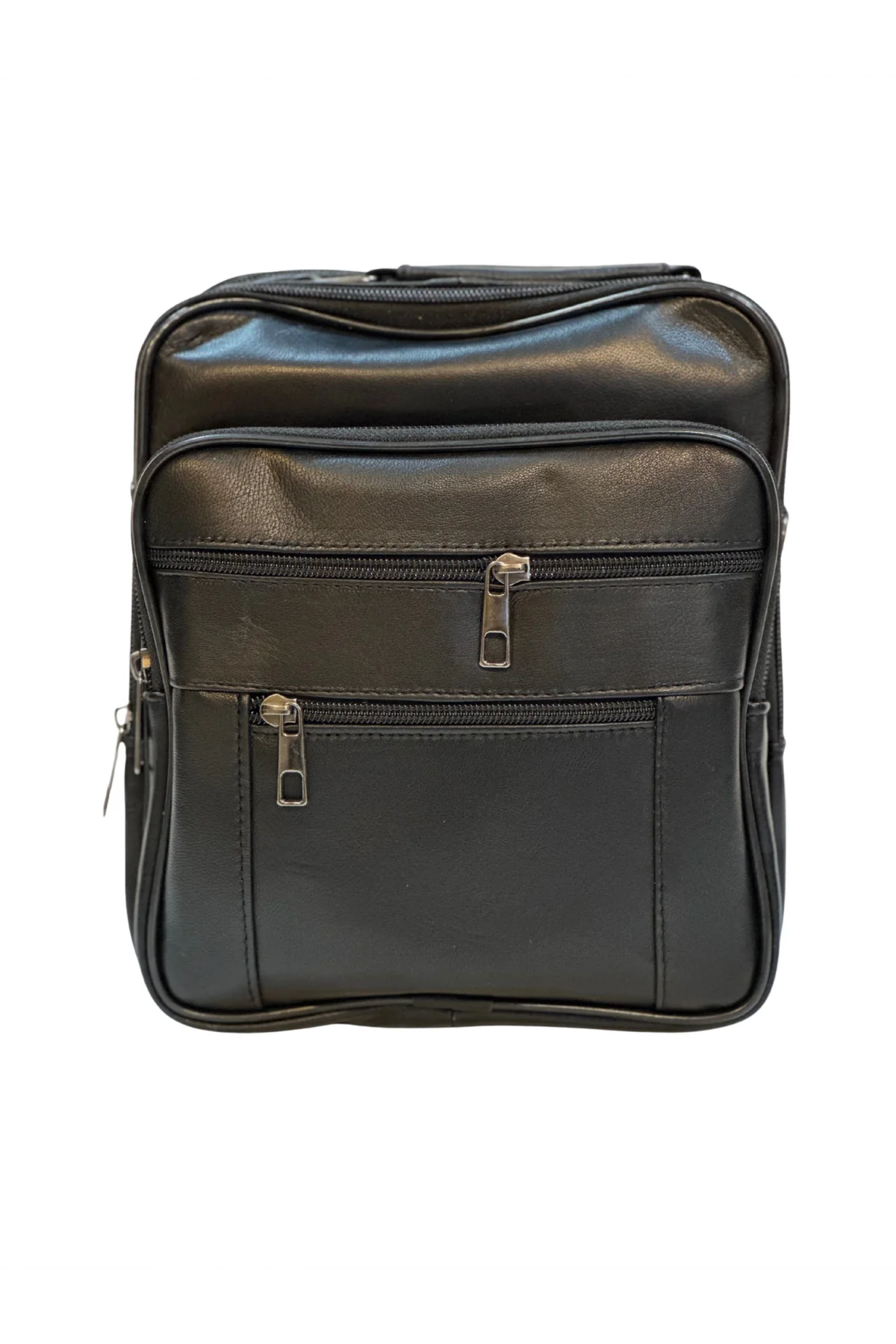 Erkek Hakiki Deri Dikey Siyah Küçük Boy El Çantası