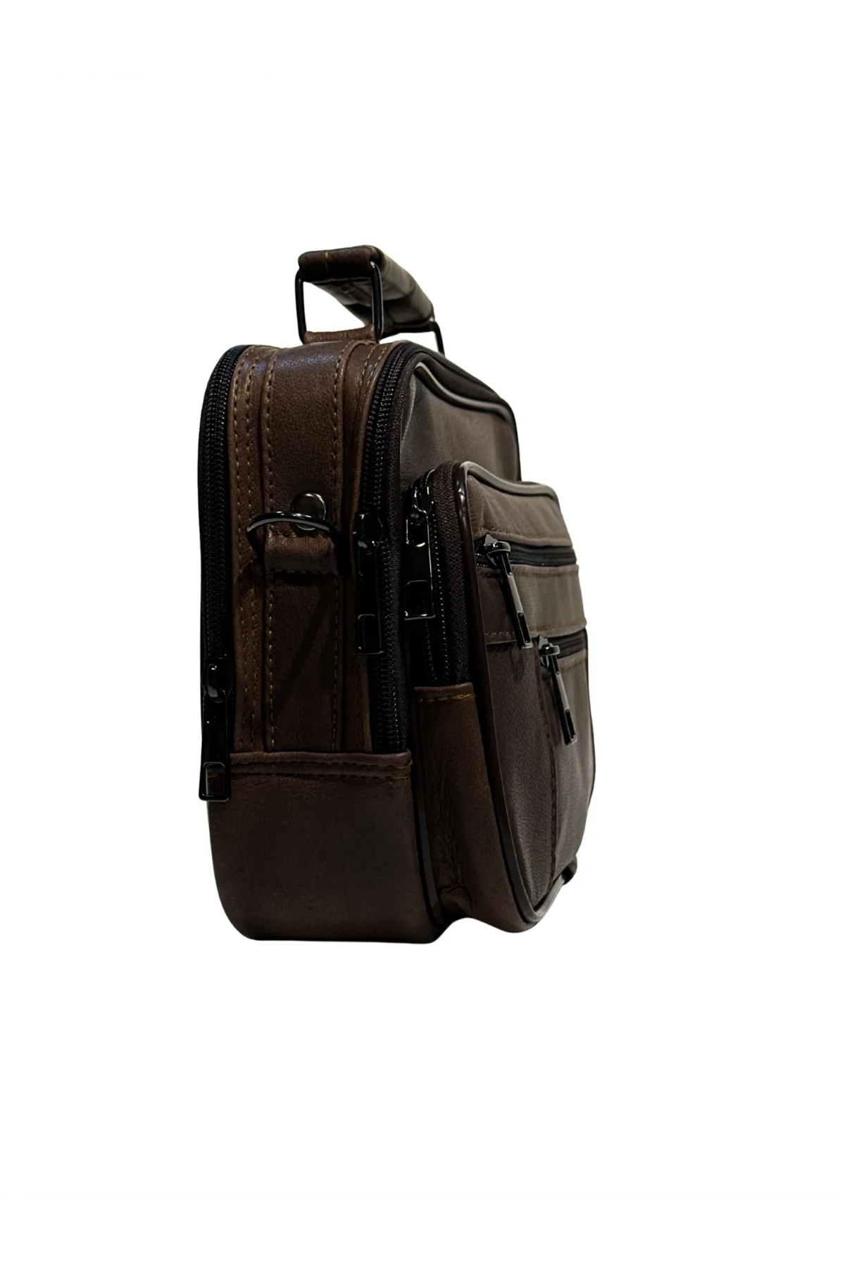 Erkek Hakiki Deri Yatay Kahverengi Küçük Boy El Çantası