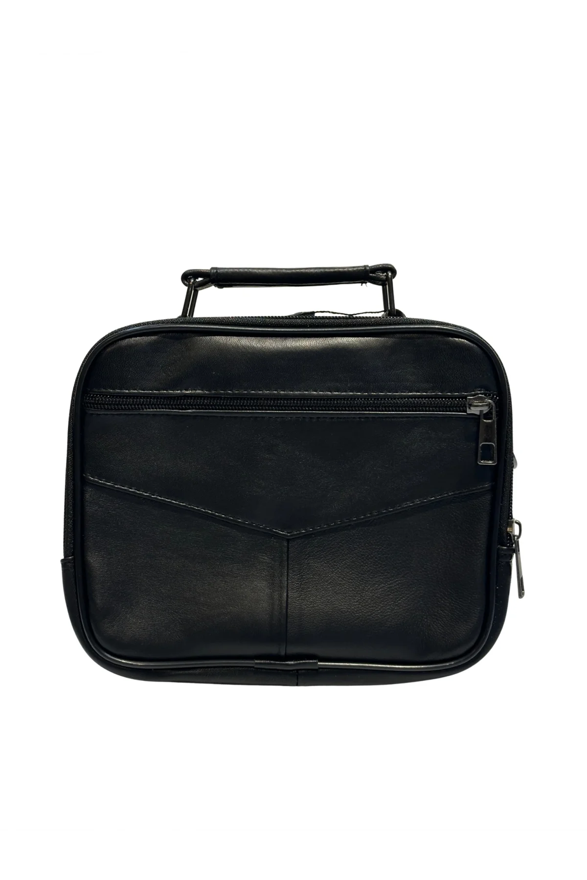 Erkek Hakiki Deri Yatay Siyah Büyük Boy El Çantası