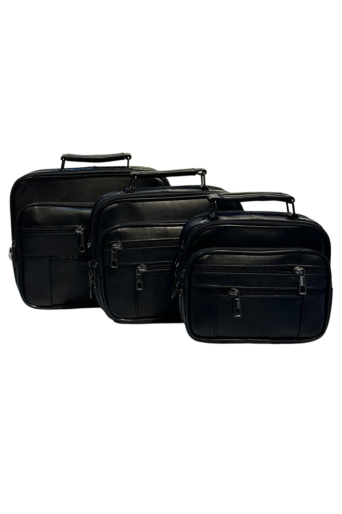 Erkek Hakiki Deri Yatay Siyah Orta Boy El Çantası