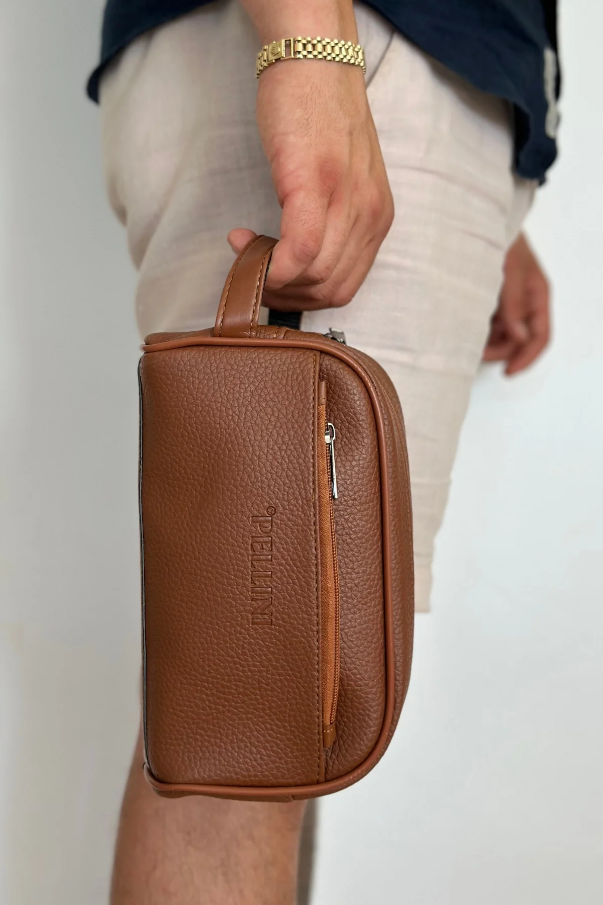 Erkek Suni Derisi El Çantası Taba