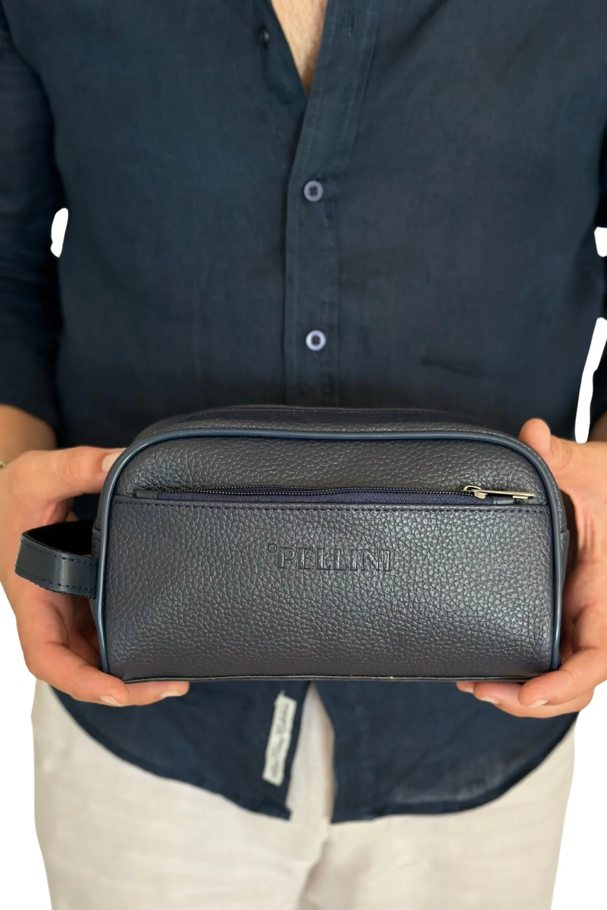 Erkek Suni Derisi El Çantası Lacivert