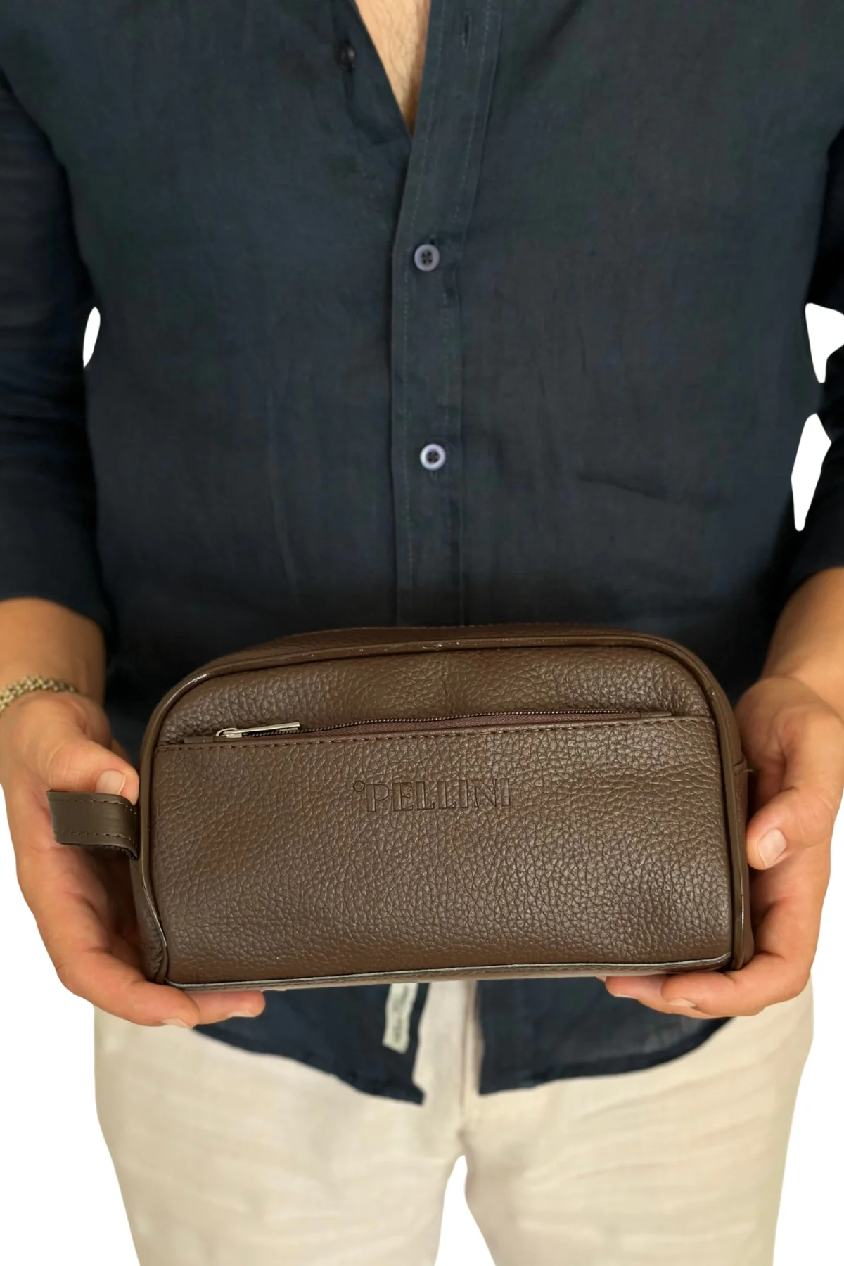 Erkek Suni Derisi El Çantası Kahverengi