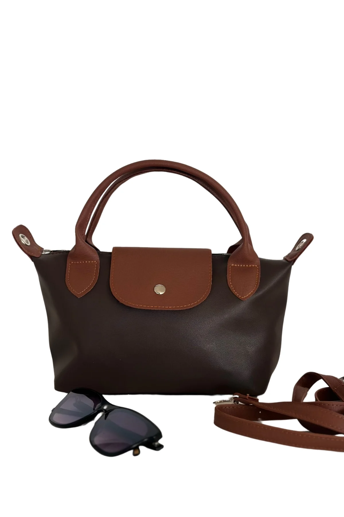 Foon Le Pliage Küçük Omuz Çantası Kahverengi