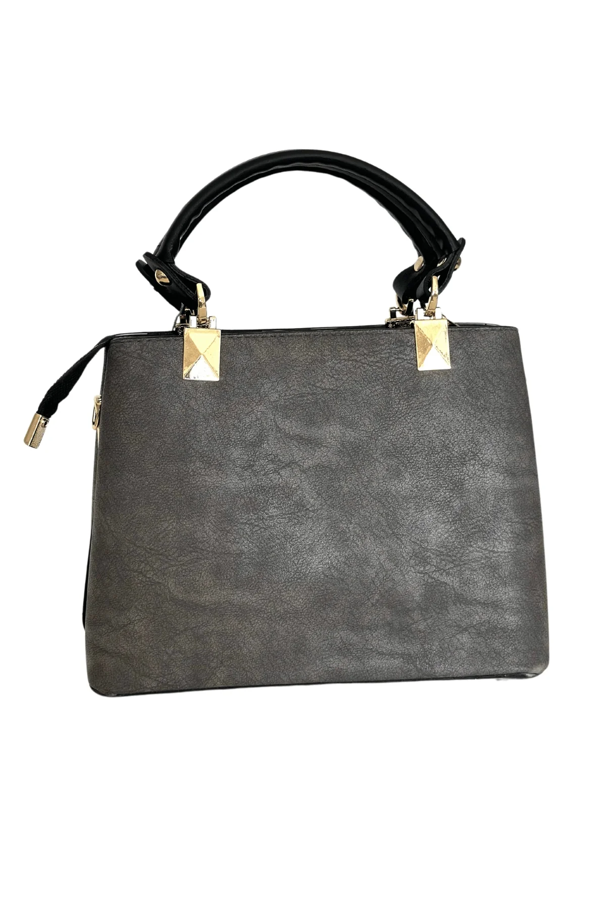 Kadın Suni Deri Mini El ve Omuz Çantası Antrasit