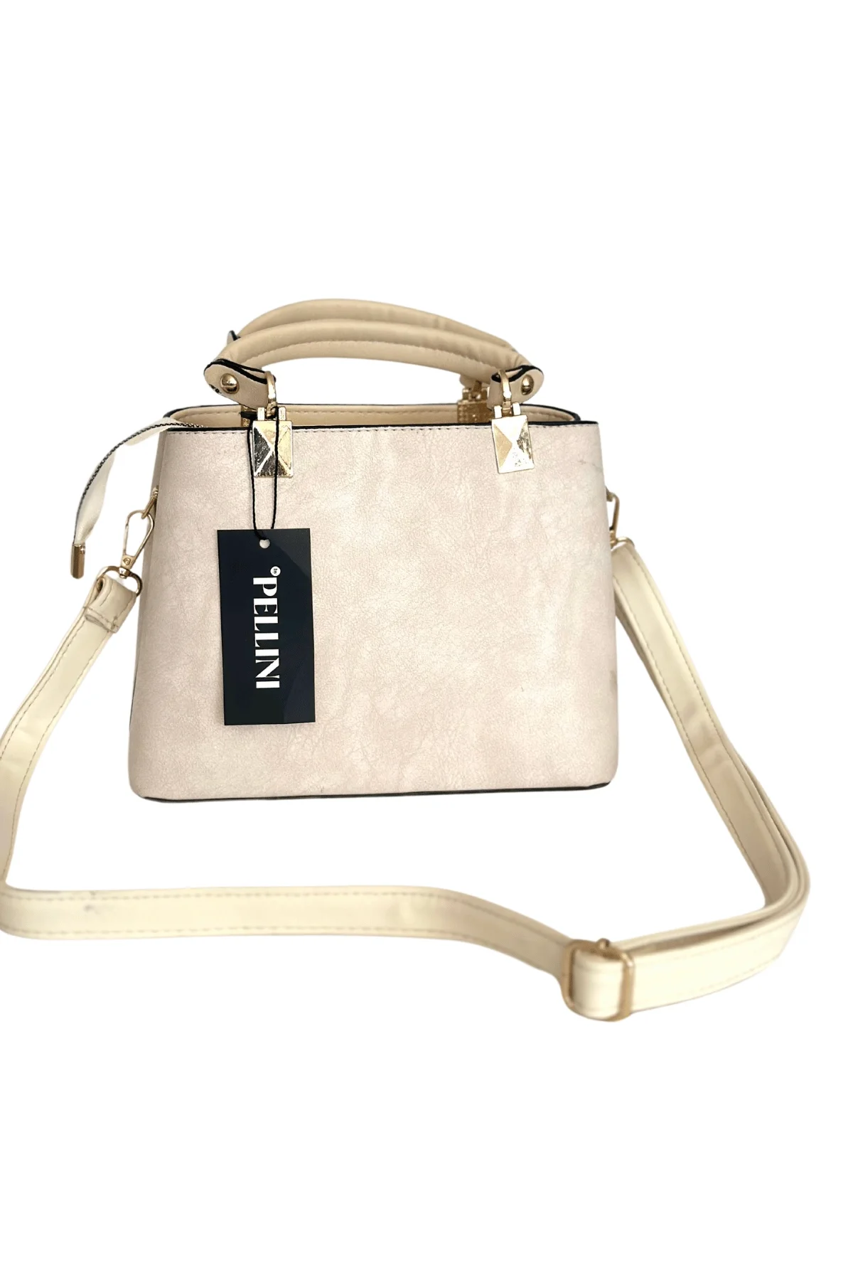 Kadın Suni Deri Mini El ve Omuz Çantası Krem