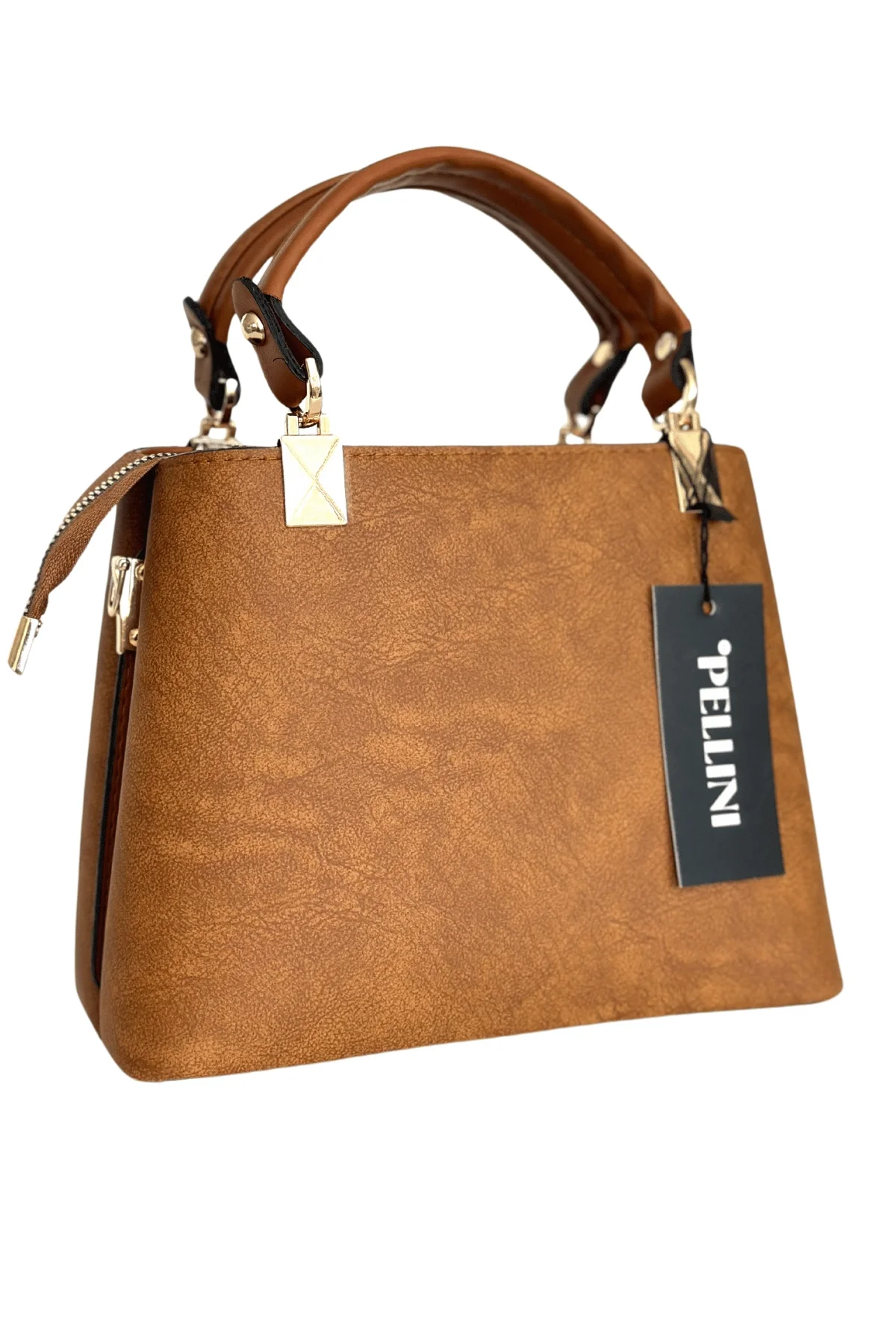 Kadın Suni Deri Mini El ve Omuz Çantası Toprak