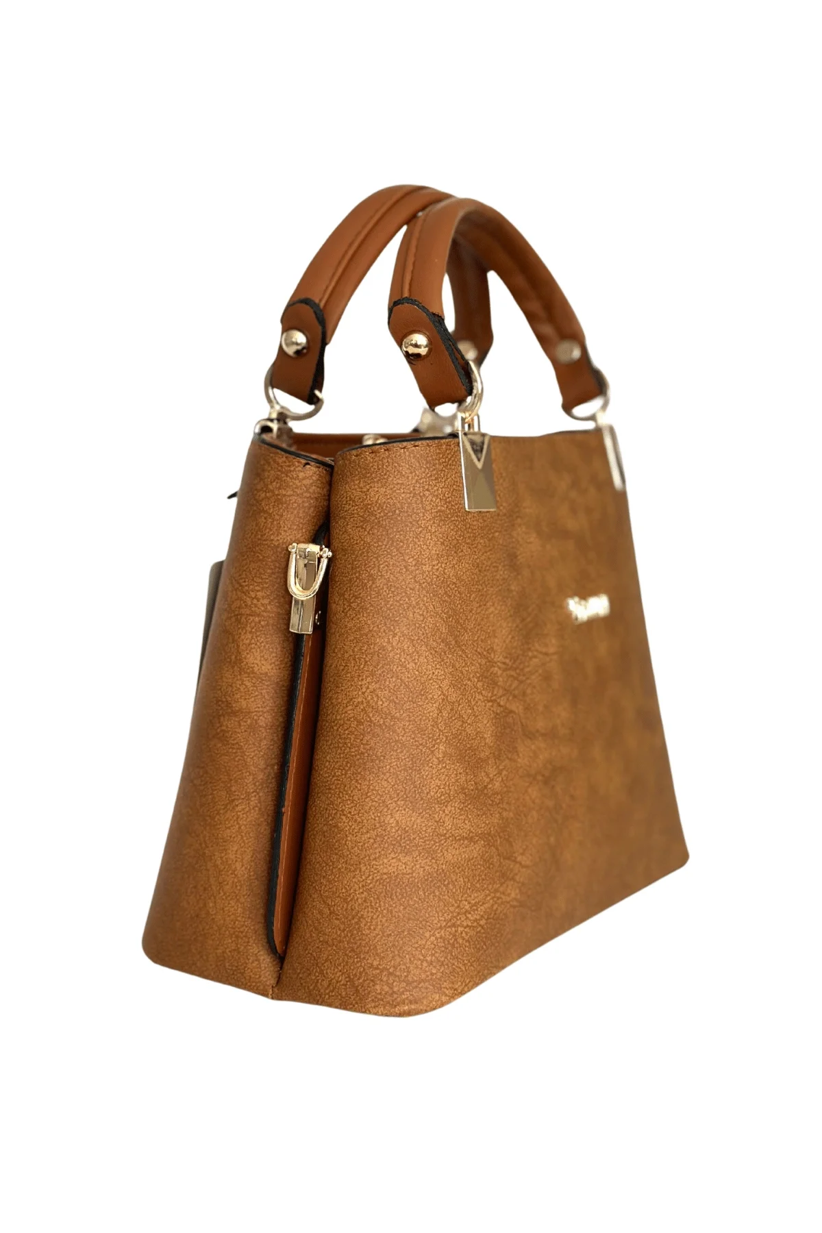 Kadın Suni Deri Mini El ve Omuz Çantası Toprak