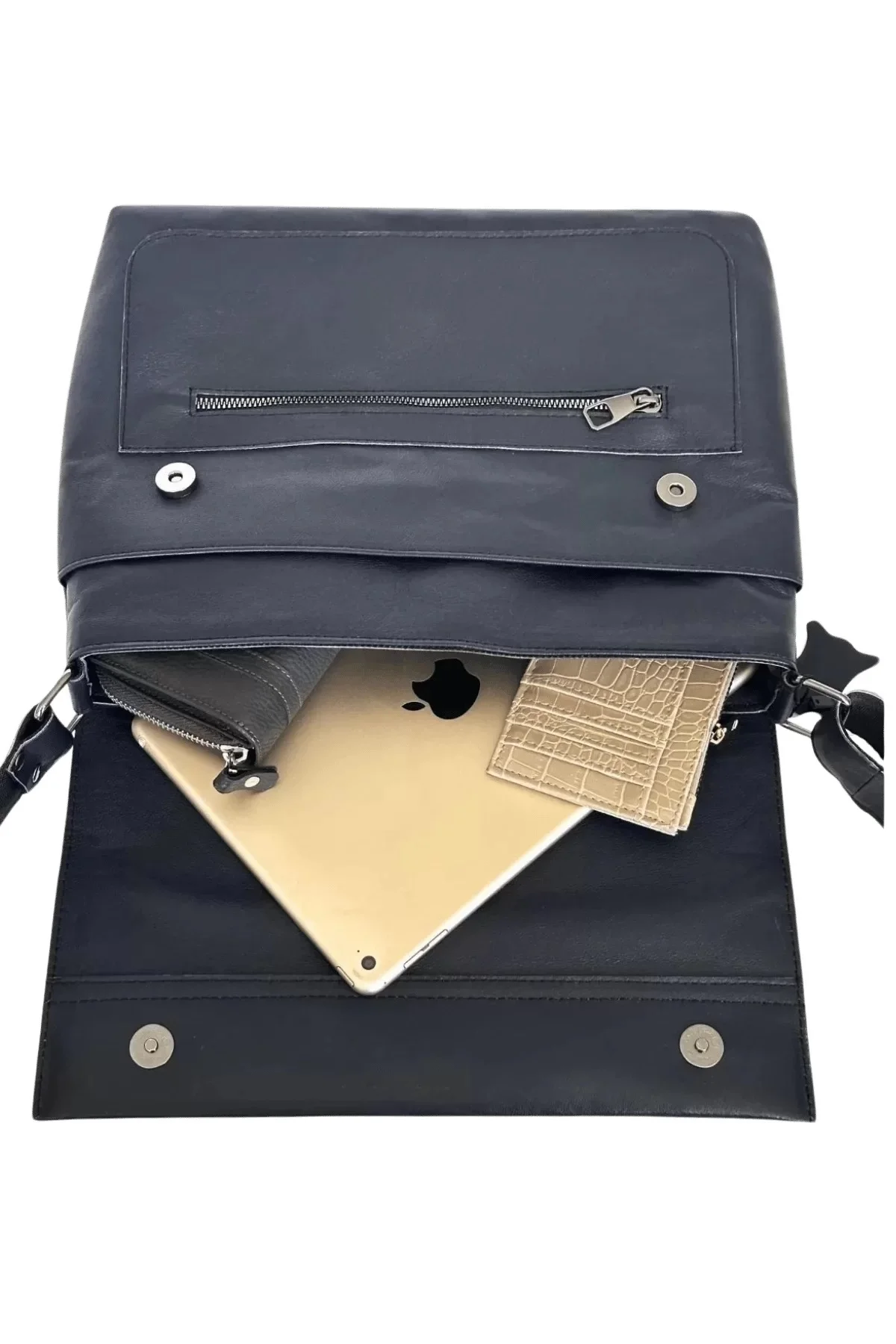 Kadın Dana Derisi Ozpack Büyük Çanta Lacivert