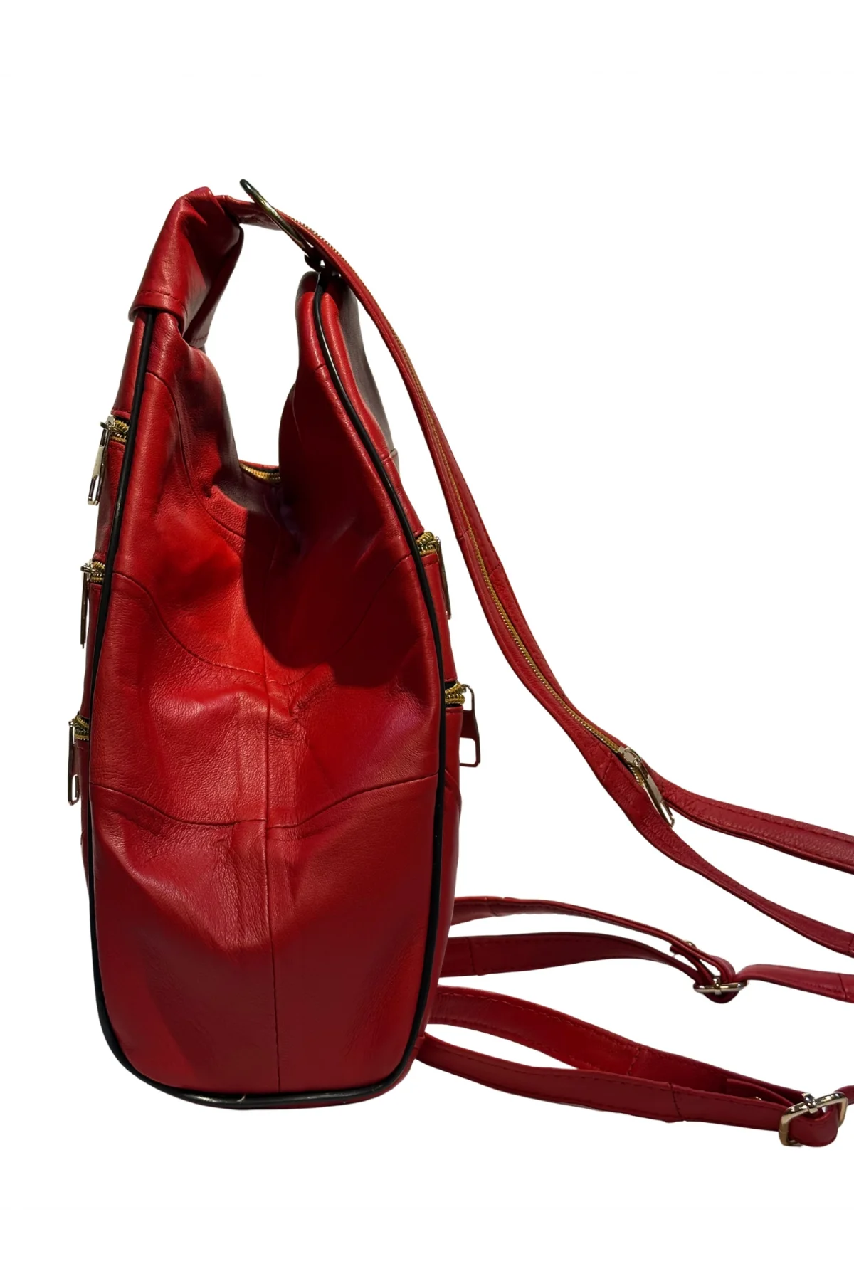 Kadın Hakiki Deri Maymun Model Sırt Çantası Kırmızı