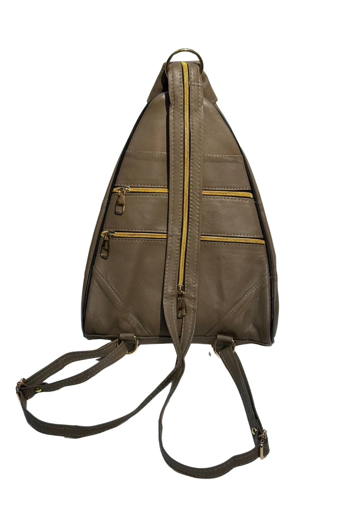 Kadın Hakiki Deri Maymun Model Sırt Çantası Koyu Bej