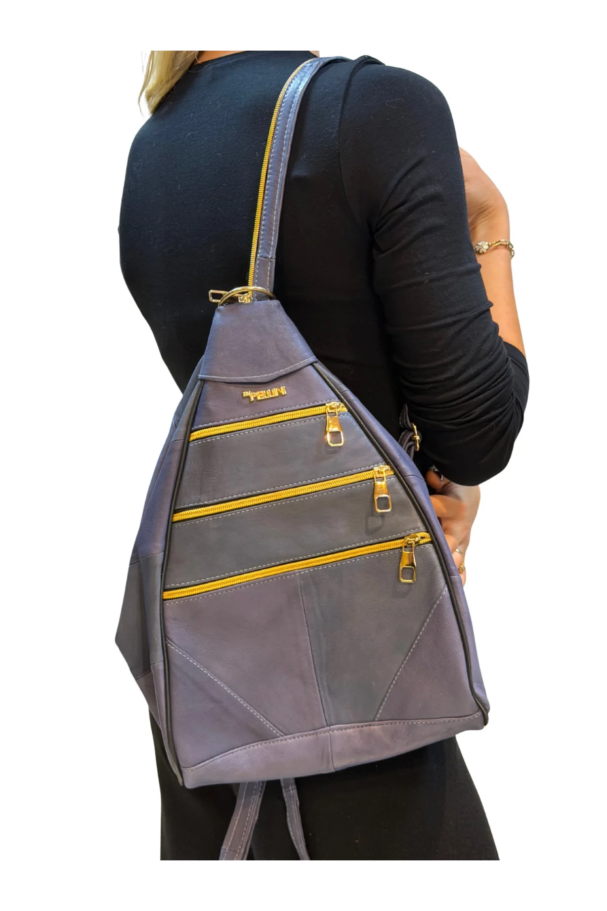 Kadın Hakiki Deri Maymun Model Sırt Çantası Mavi