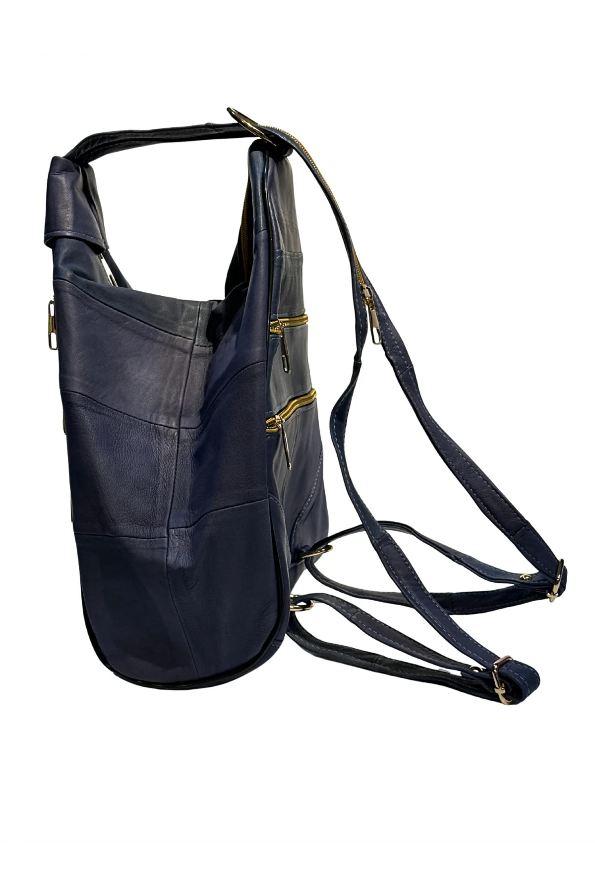 Kadın Hakiki Deri Maymun Model Sırt Çantası Mavi