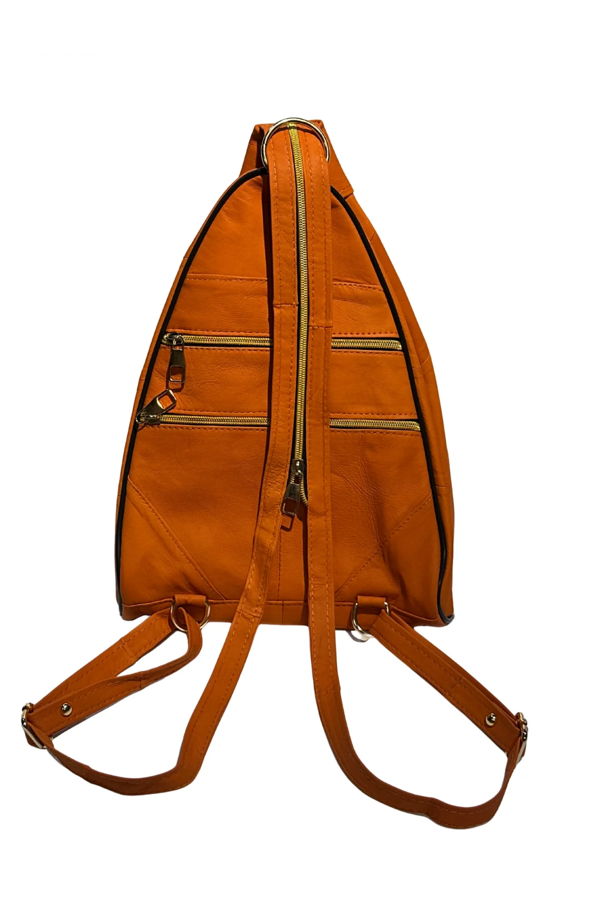 Kadın Hakiki Deri Maymun Model Sırt Çantası Turuncu