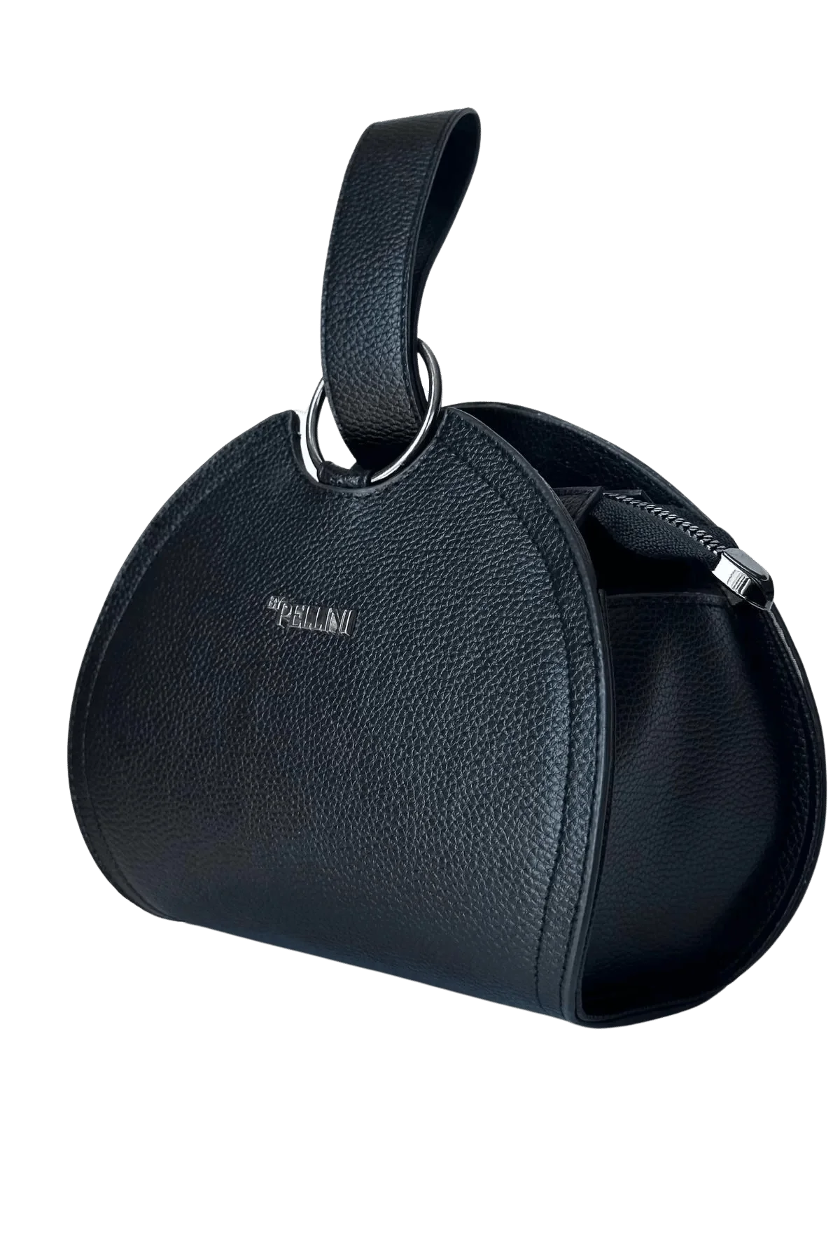 Kadın Suni Deri Bilek Askılı Çanta Siyah Dokulu Deri