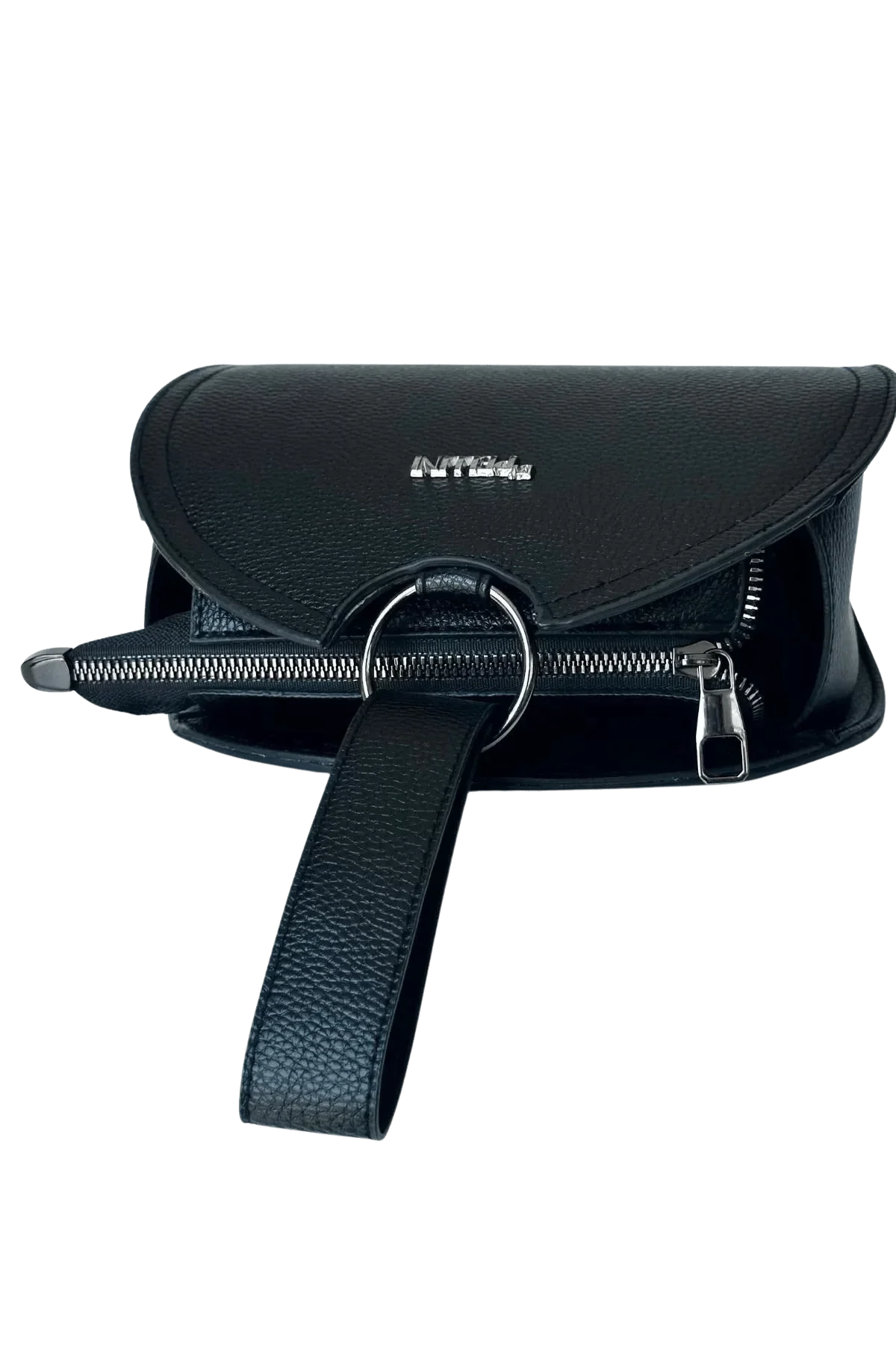 Kadın Suni Deri Bilek Askılı Çanta Siyah Dokulu Deri