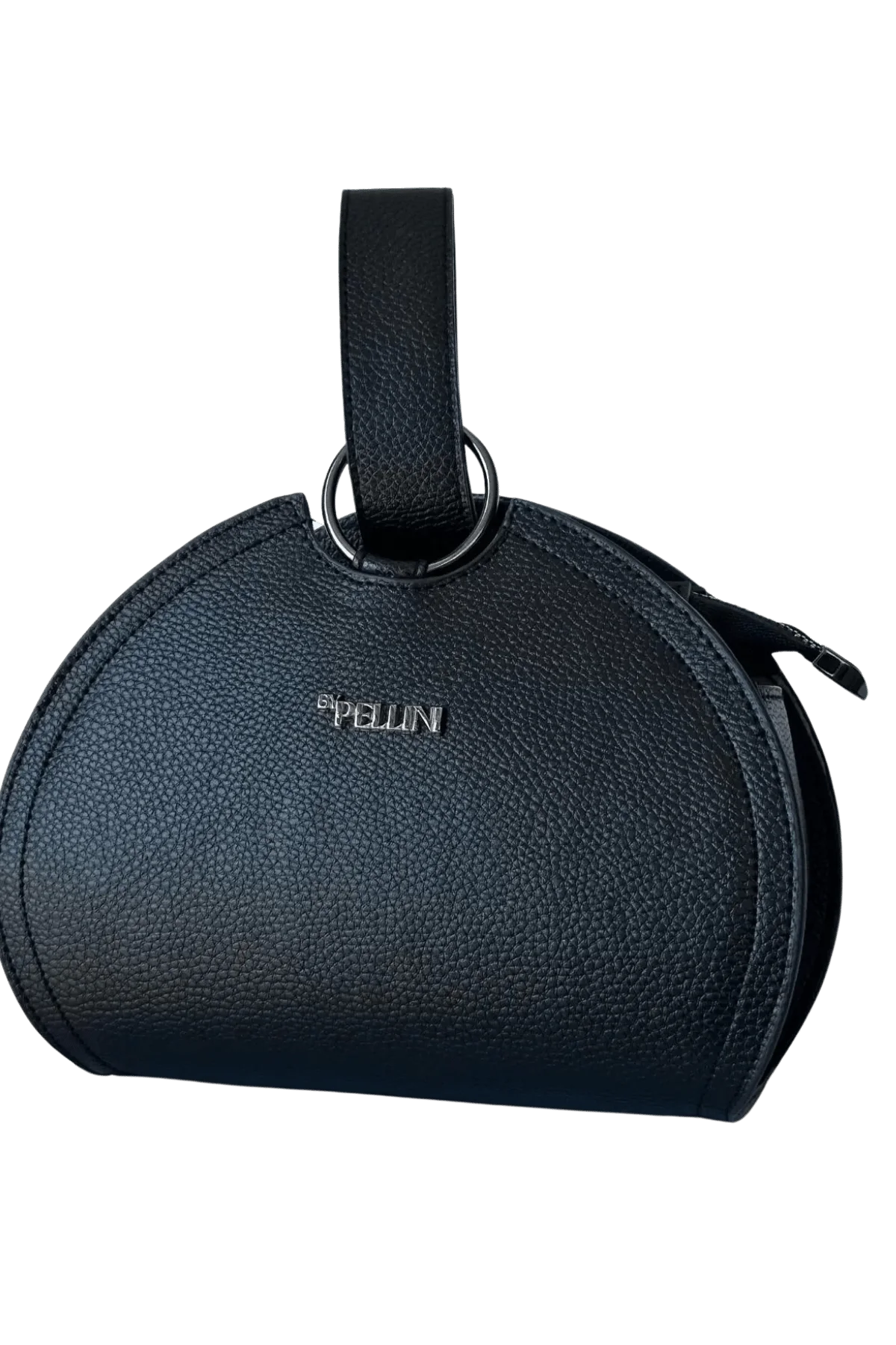 Kadın Suni Deri Bilek Askılı Çanta Siyah Dokulu Deri