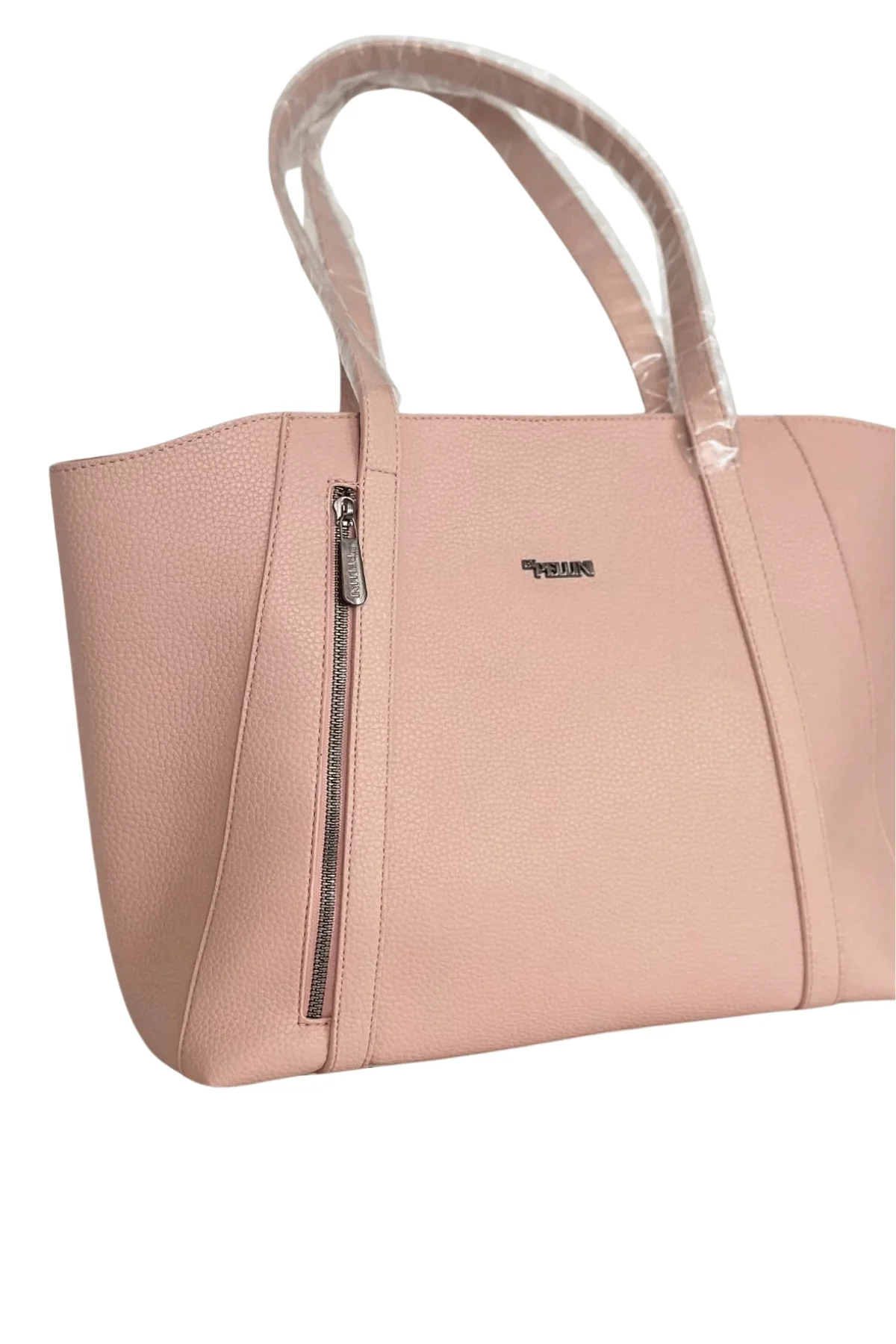 Kadın Suni Deri Büyük Omuz Çantası Setli Toz Pembe