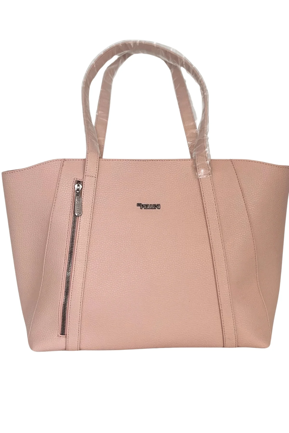 Kadın Suni Deri Büyük Omuz Çantası Setli Toz Pembe