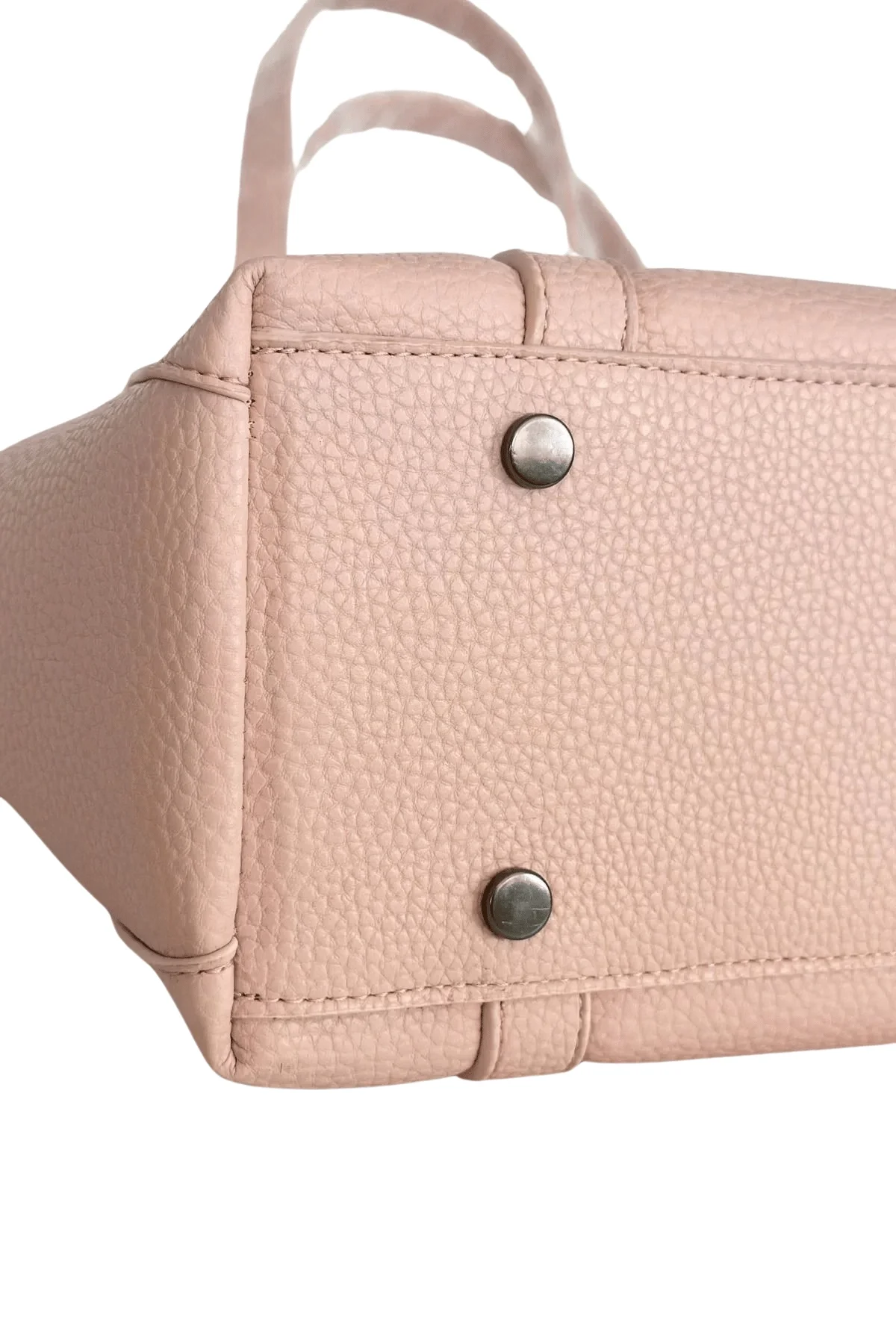 Kadın Suni Deri Büyük Omuz Çantası Setli Toz Pembe