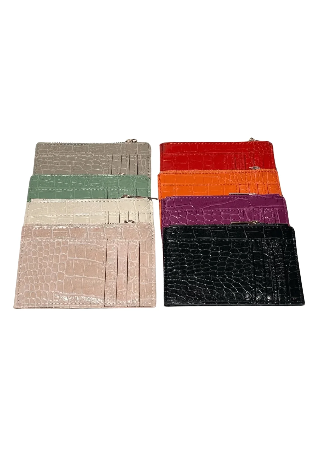 Kadın Suni Deri Kartlık Fermuarlı Bej