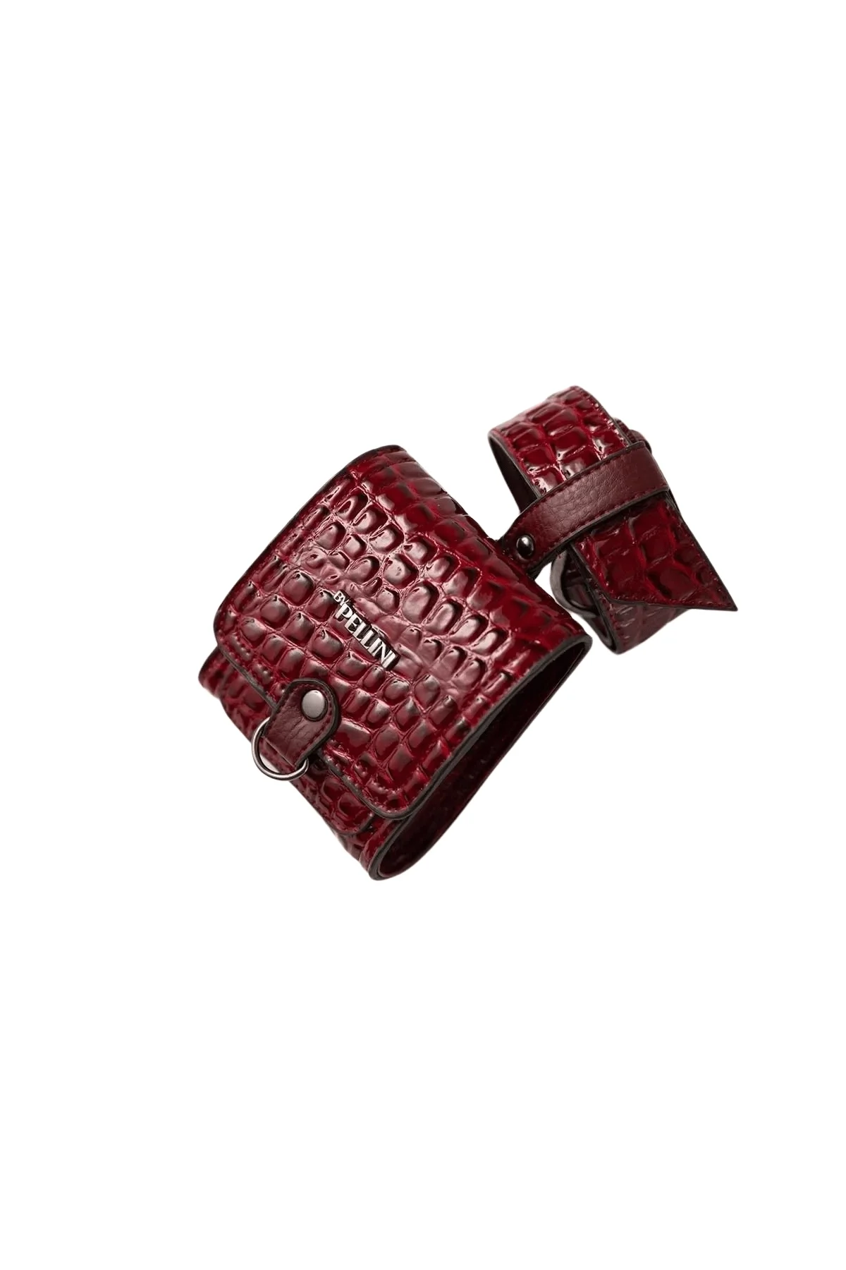 Kadın Suni Deri Kemerli Çanta Kırmızı Kabartma Croco Deri