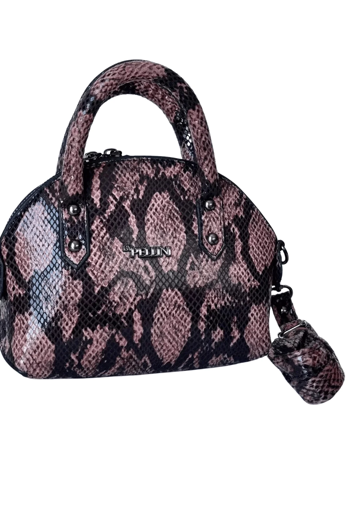 Kadın Suni Deri Omuz ve El Çantası Pembe Yılan Derisi