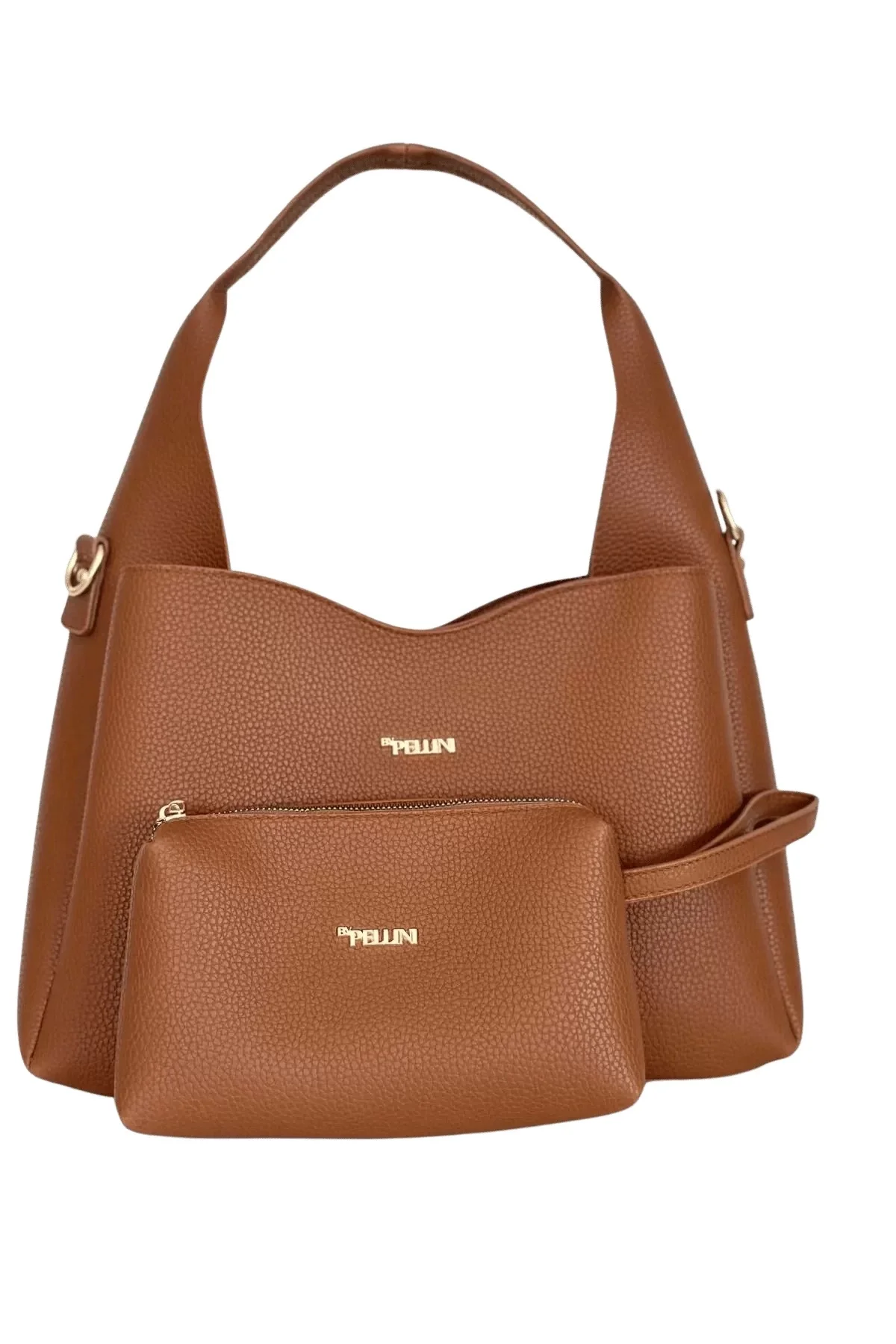 Kadın Suni Deri Omuz ve El Çantası Setli Kahverengi