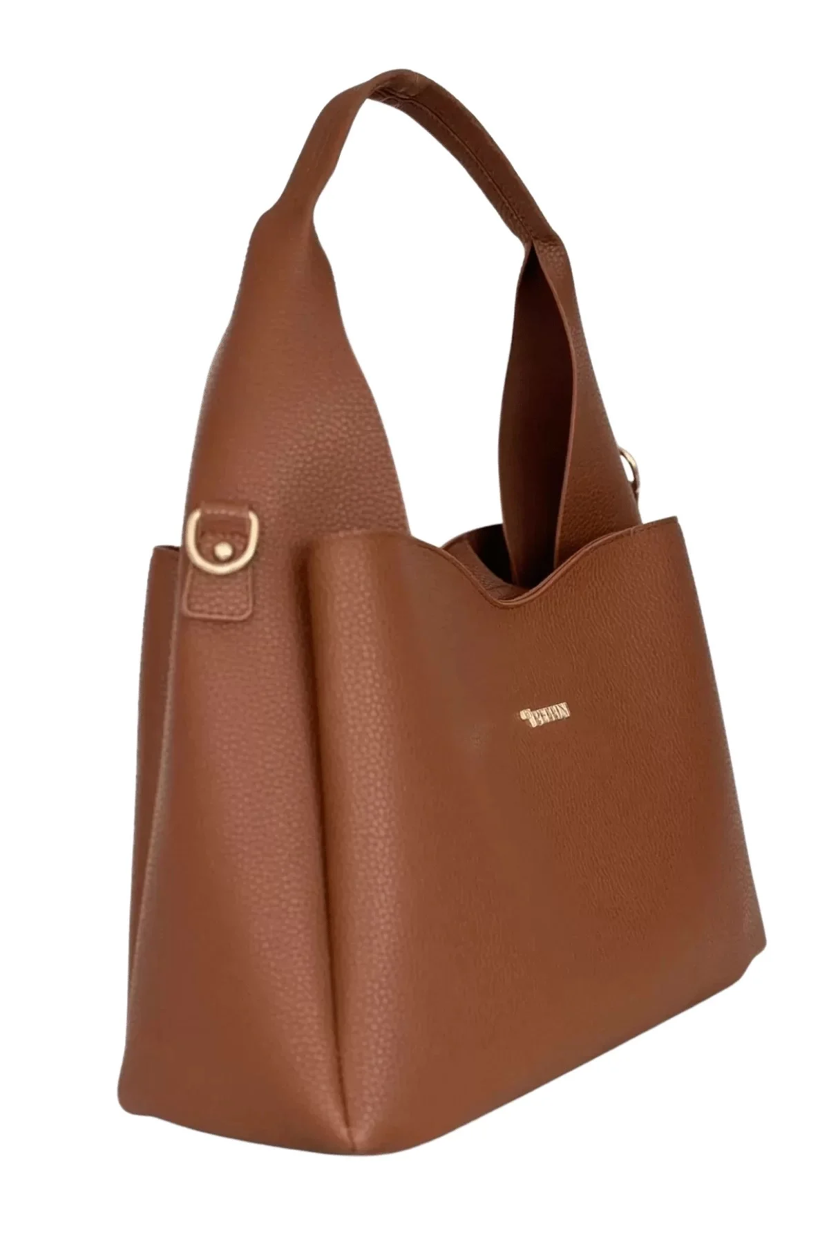 Kadın Suni Deri Omuz ve El Çantası Setli Kahverengi