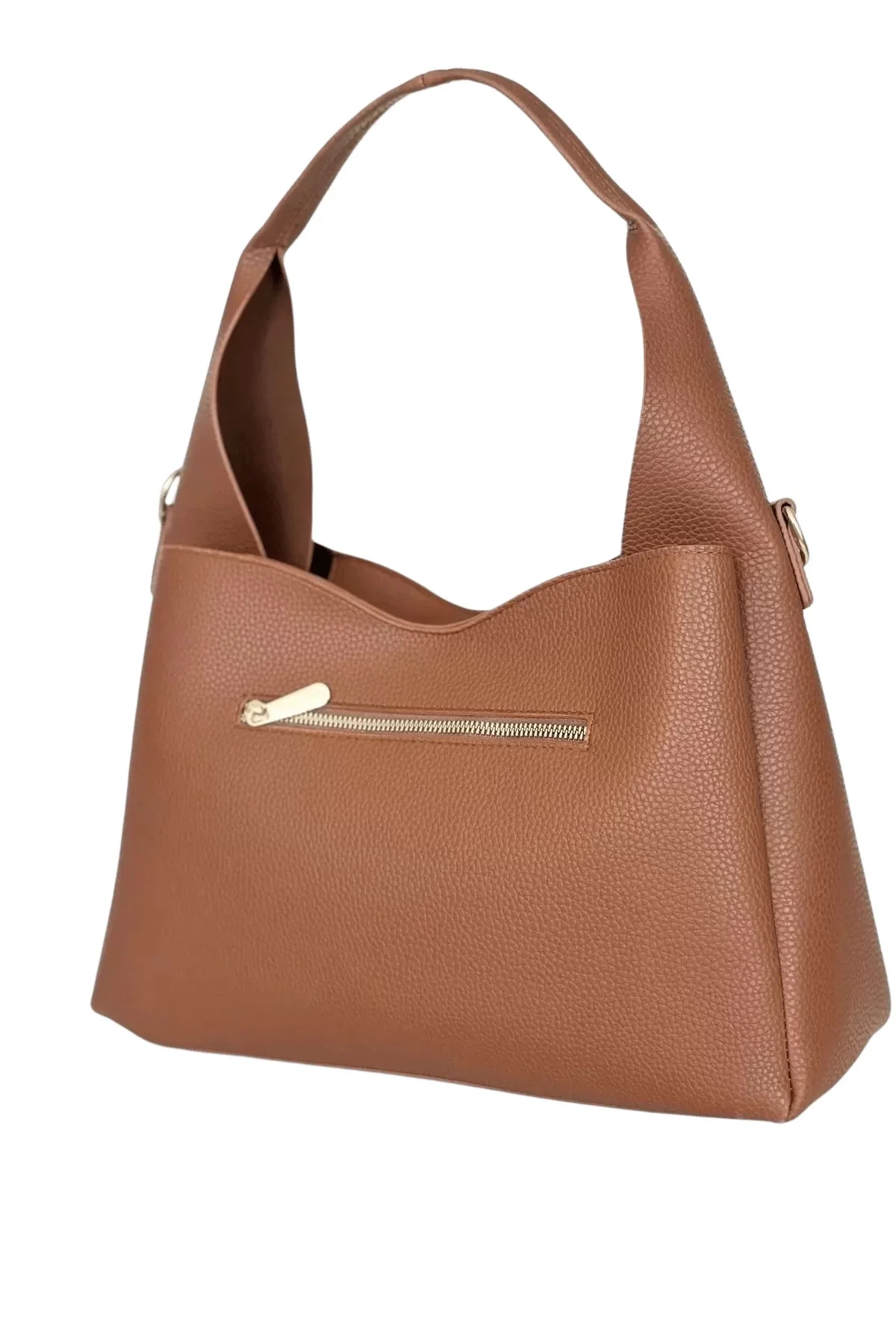 Kadın Suni Deri Omuz ve El Çantası Setli Kahverengi