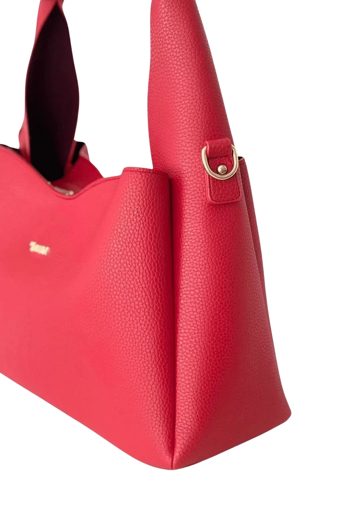 Kadın Suni Deri Omuz ve El Çantası Setli Kırmızı