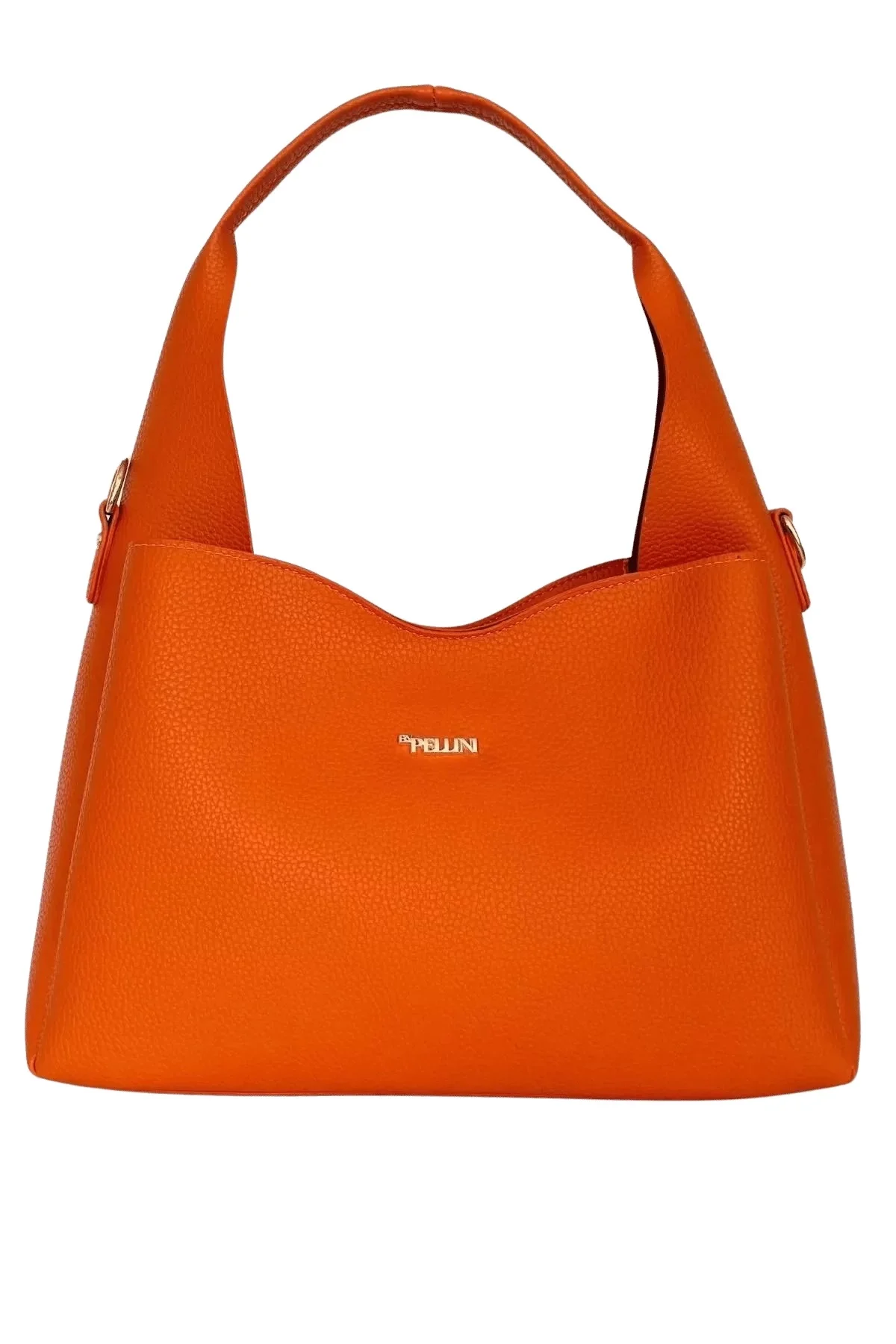 Kadın Suni Deri Omuz ve El Çantası Setli Turuncu