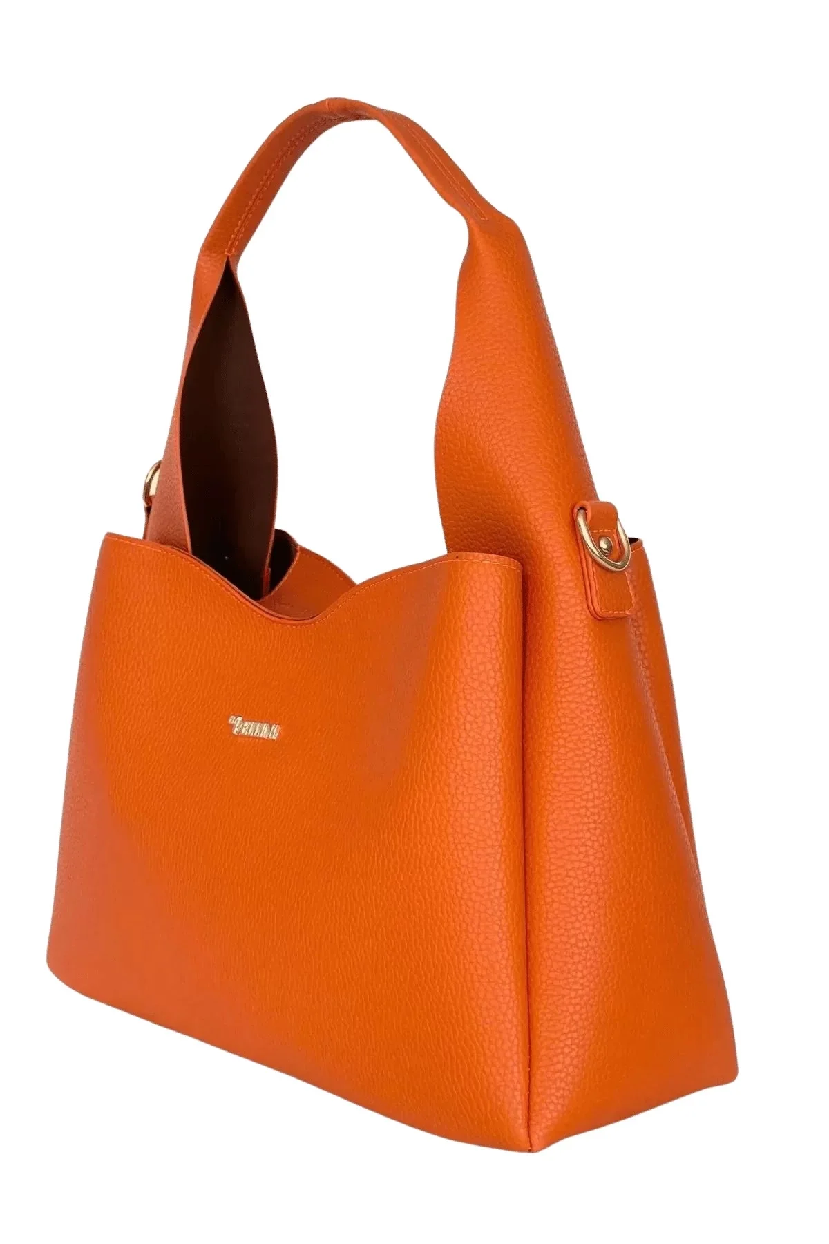 Kadın Suni Deri Omuz ve El Çantası Setli Turuncu