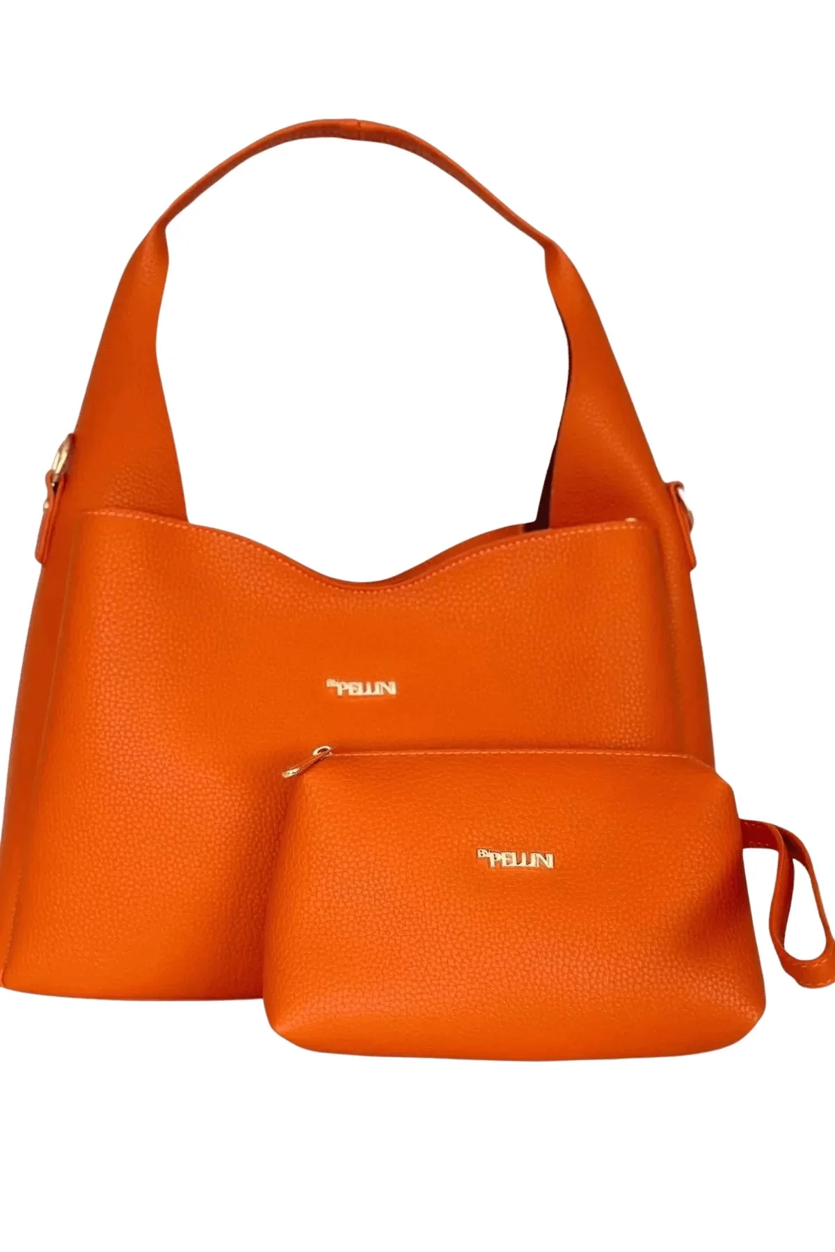 Kadın Suni Deri Omuz ve El Çantası Setli Turuncu
