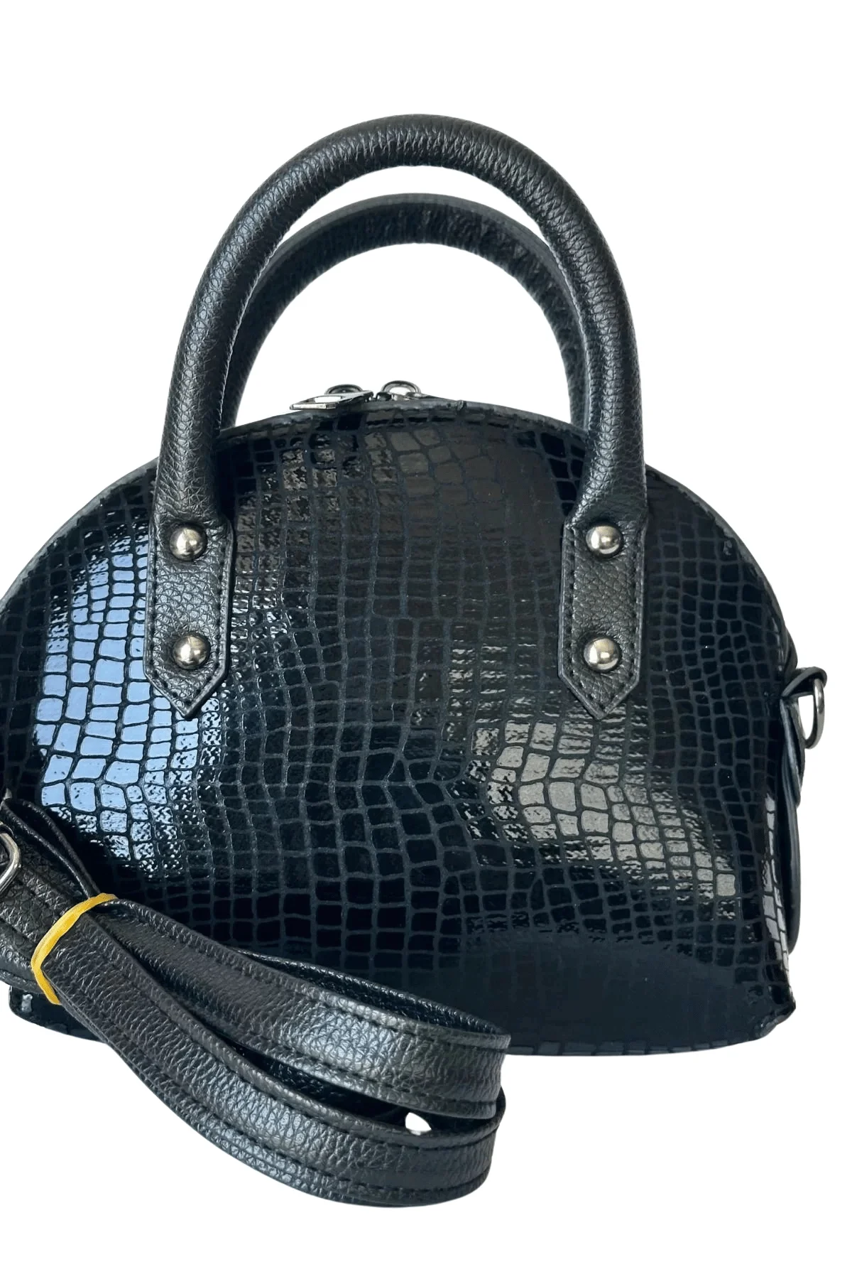 Kadın Suni Deri Omuz Ve El Çantası Siyah Yılan Derisi