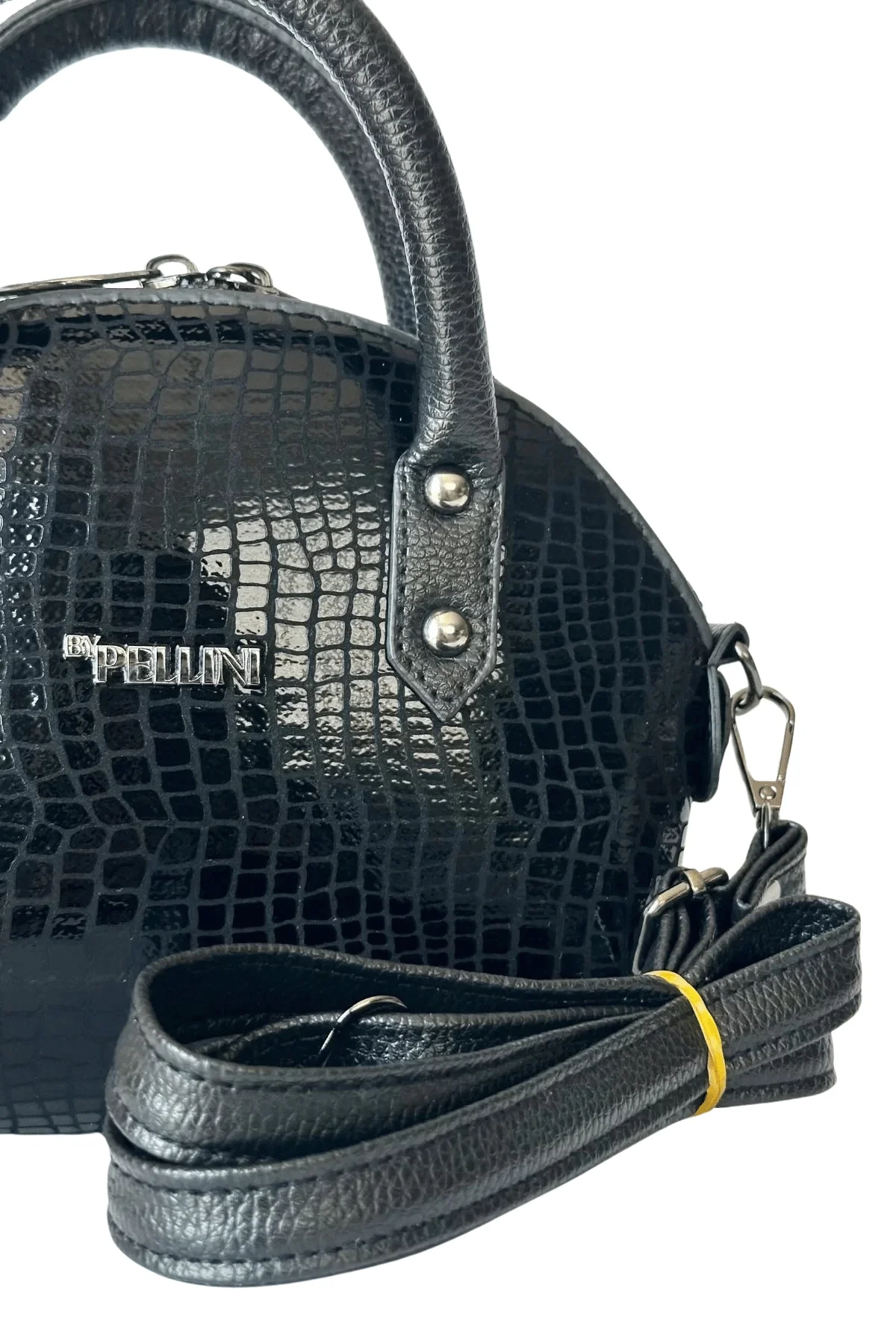 Kadın Suni Deri Omuz Ve El Çantası Siyah Yılan Derisi