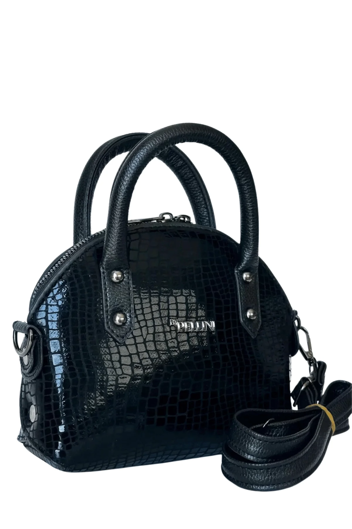 Kadın Suni Deri Omuz Ve El Çantası Siyah Yılan Derisi