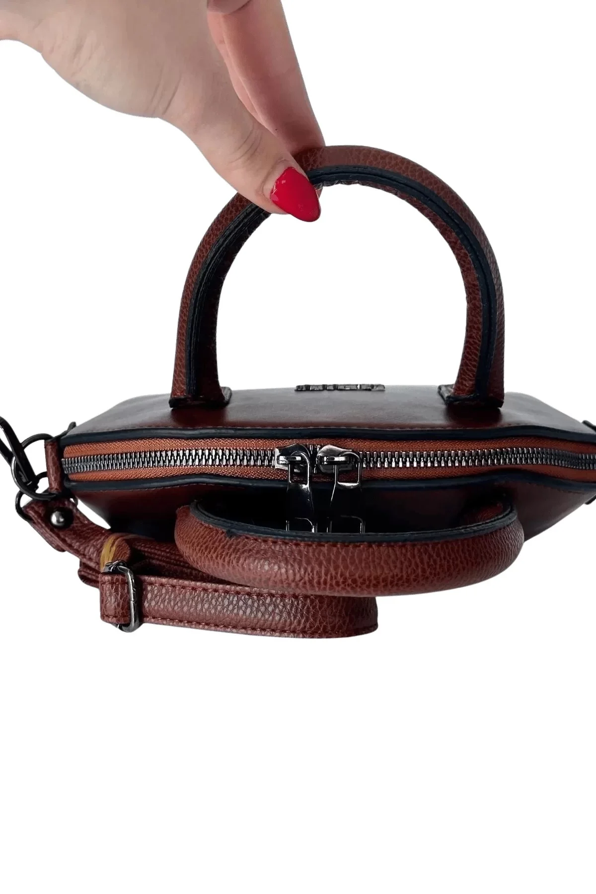 Kadın Suni Deri Omuz Ve El Çantası Taba