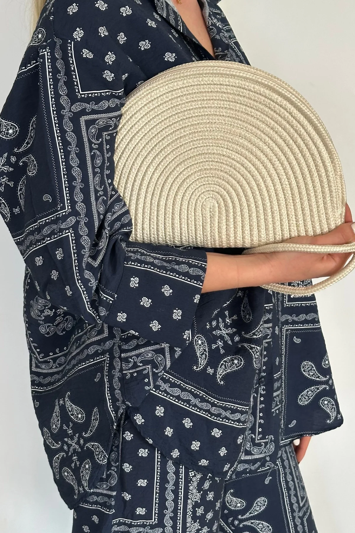 Palmira Hasır Clutch Çanta Krem