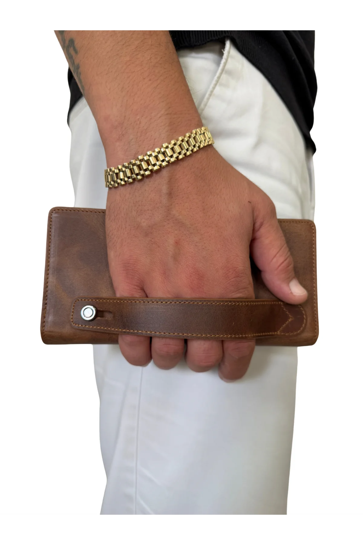 Erkek Hakiki Deri El Çantası Kahverengi