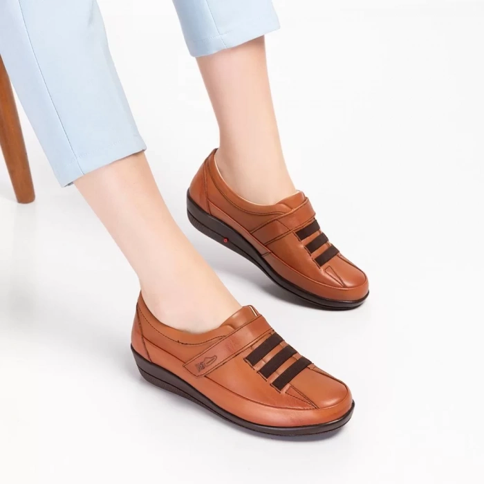 004 Hakiki Deri Ortopedik Kadın Ayakkabı Taba