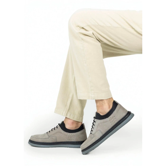 Ortopedik Casual Süet Erkek Ayakkabı Açık Gri