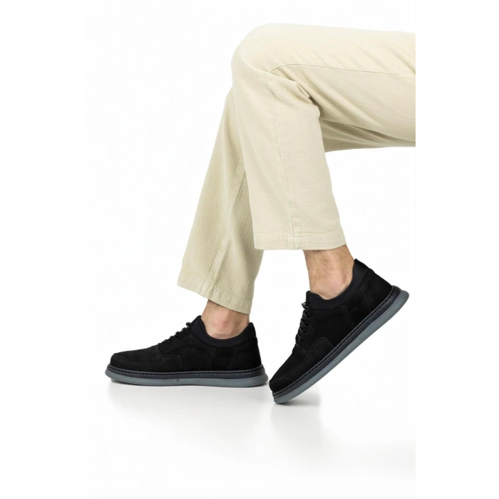 Ortopedik Casual Süet Erkek Ayakkabı Siyah-Gri