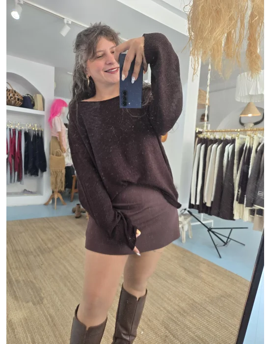 Massi Kahve Oversize Kazak