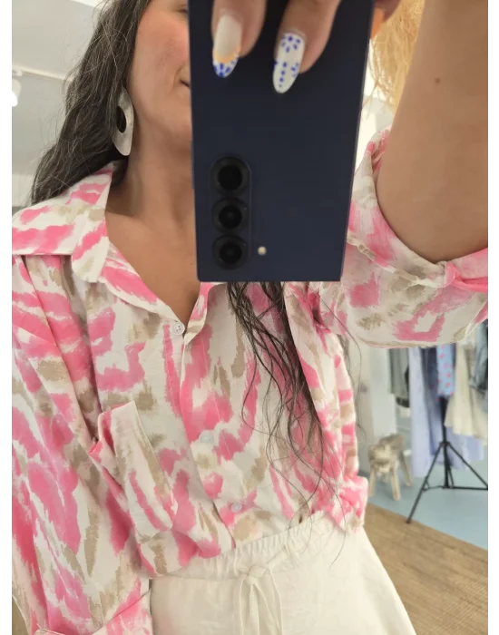 Oversize Desenli Gömlek