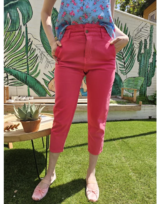 Yumuşak Kumaş Pembe Kot